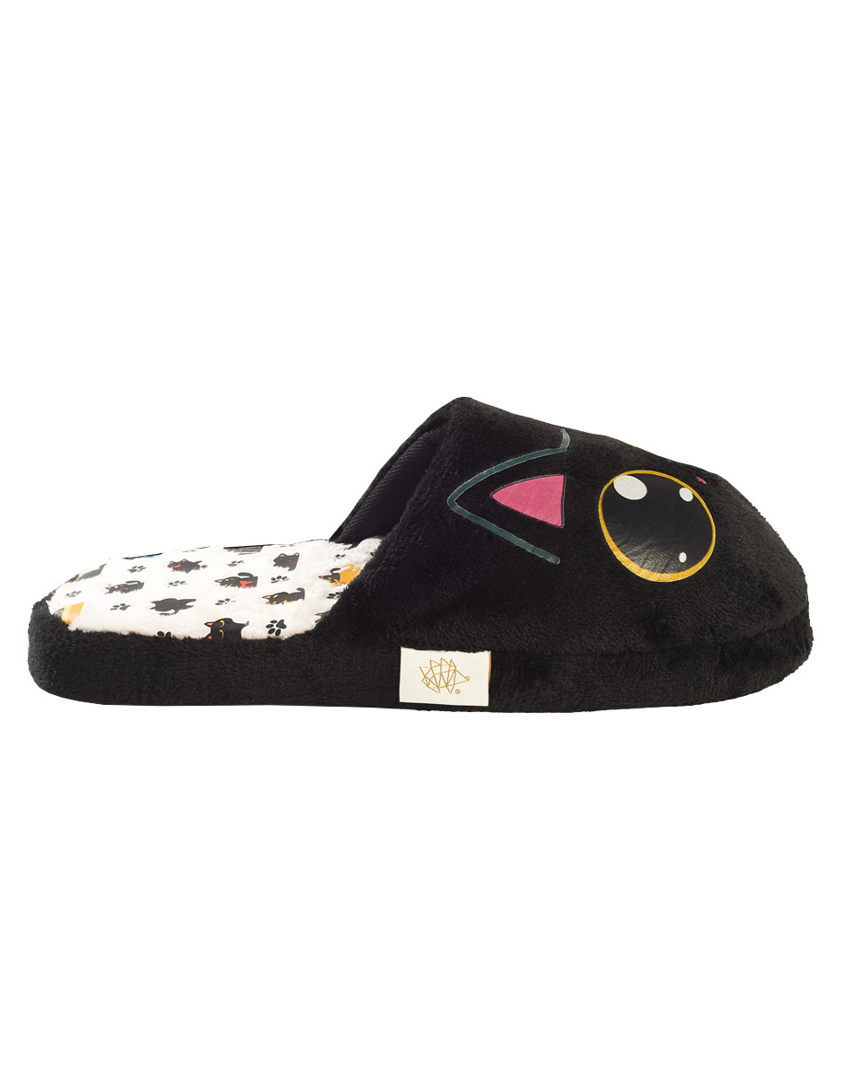 Foto 4 pulgar | Pantufla Erizo Clothing Gato Negro para Dama