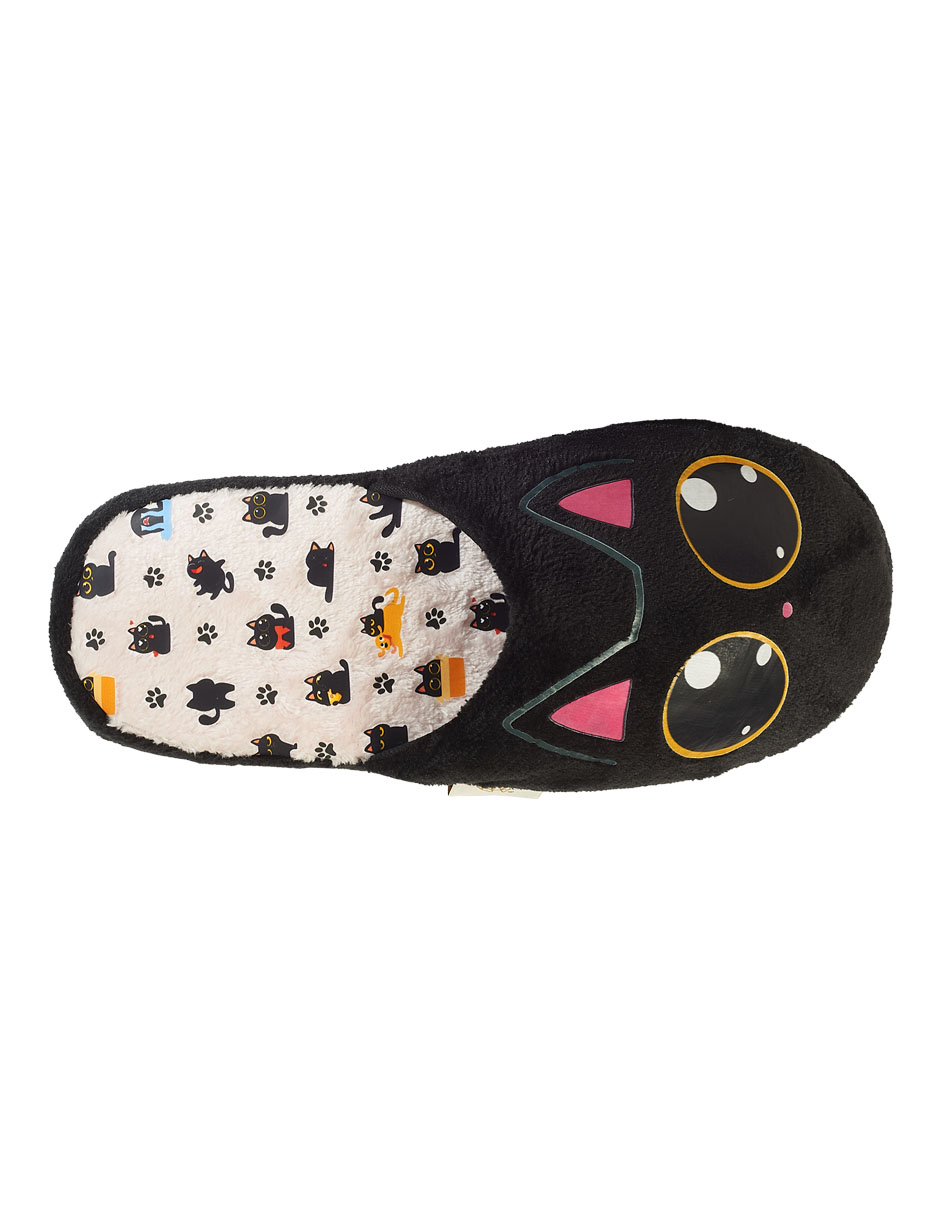 Foto 5 pulgar | Pantufla Erizo Clothing Gato Negro para Dama