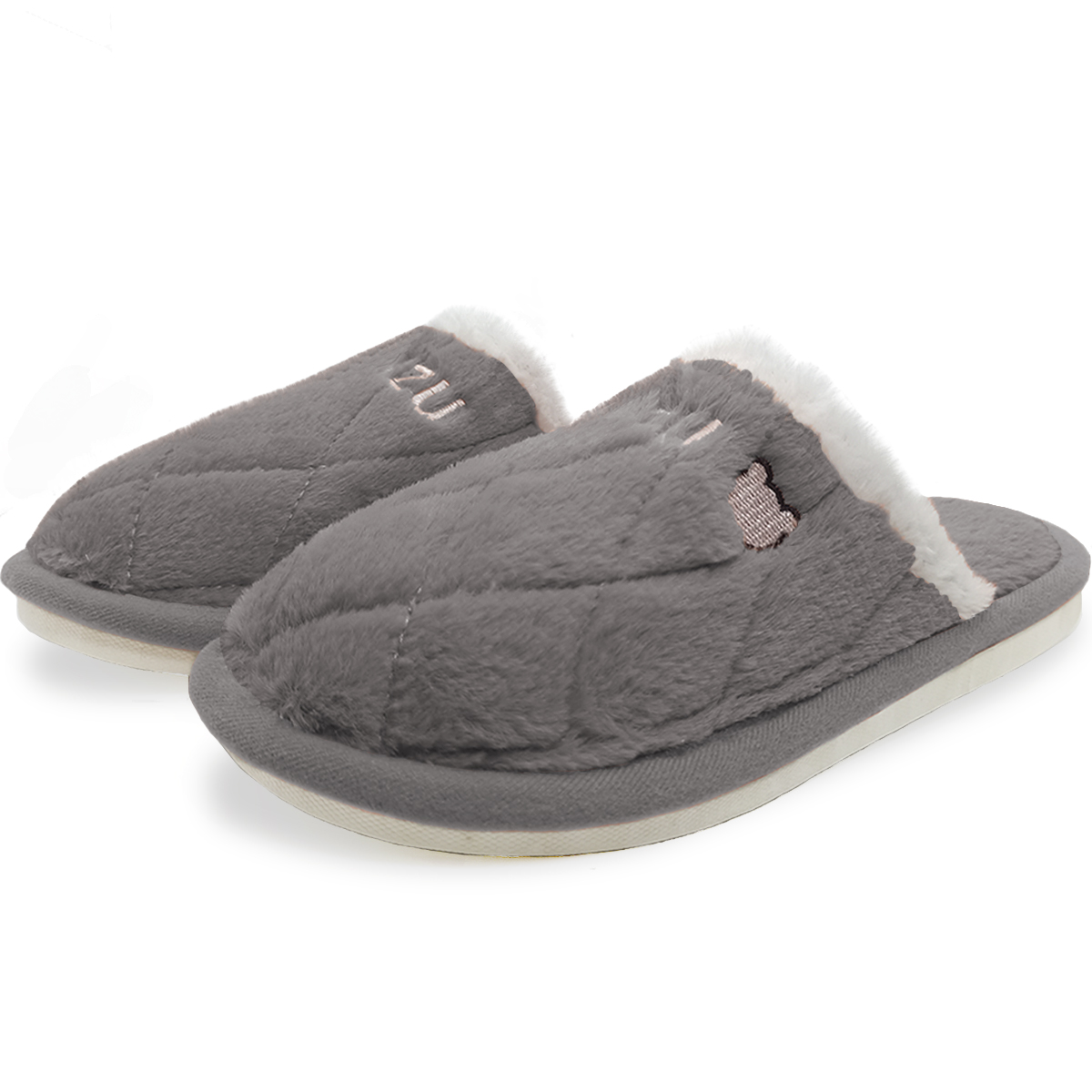 Foto 2 pulgar | Pantuflas Antideslizantes Shendy Vendy Gris de Peluche para Mujer