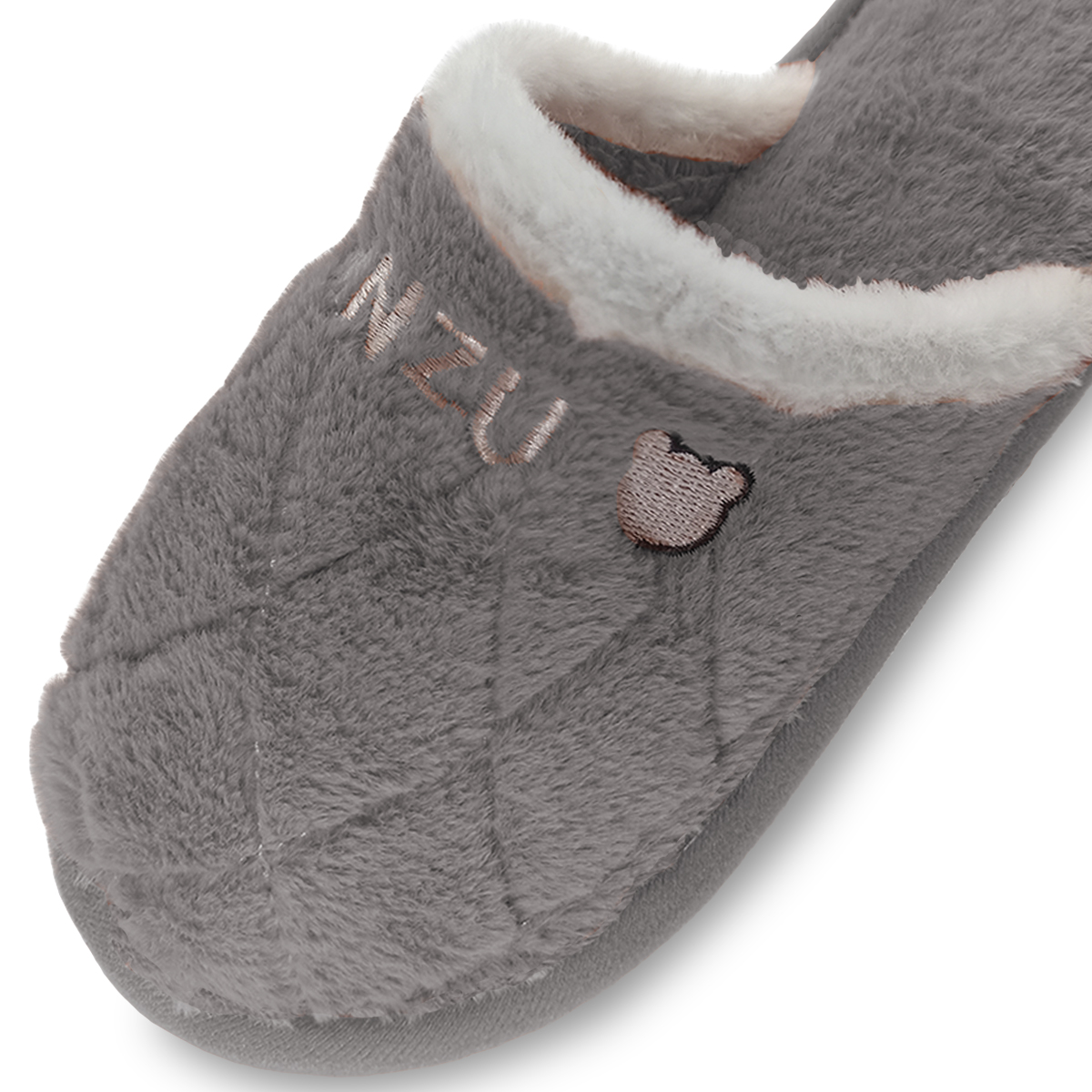 Foto 7 pulgar | Pantuflas Antideslizantes Shendy Vendy Gris de Peluche para Mujer