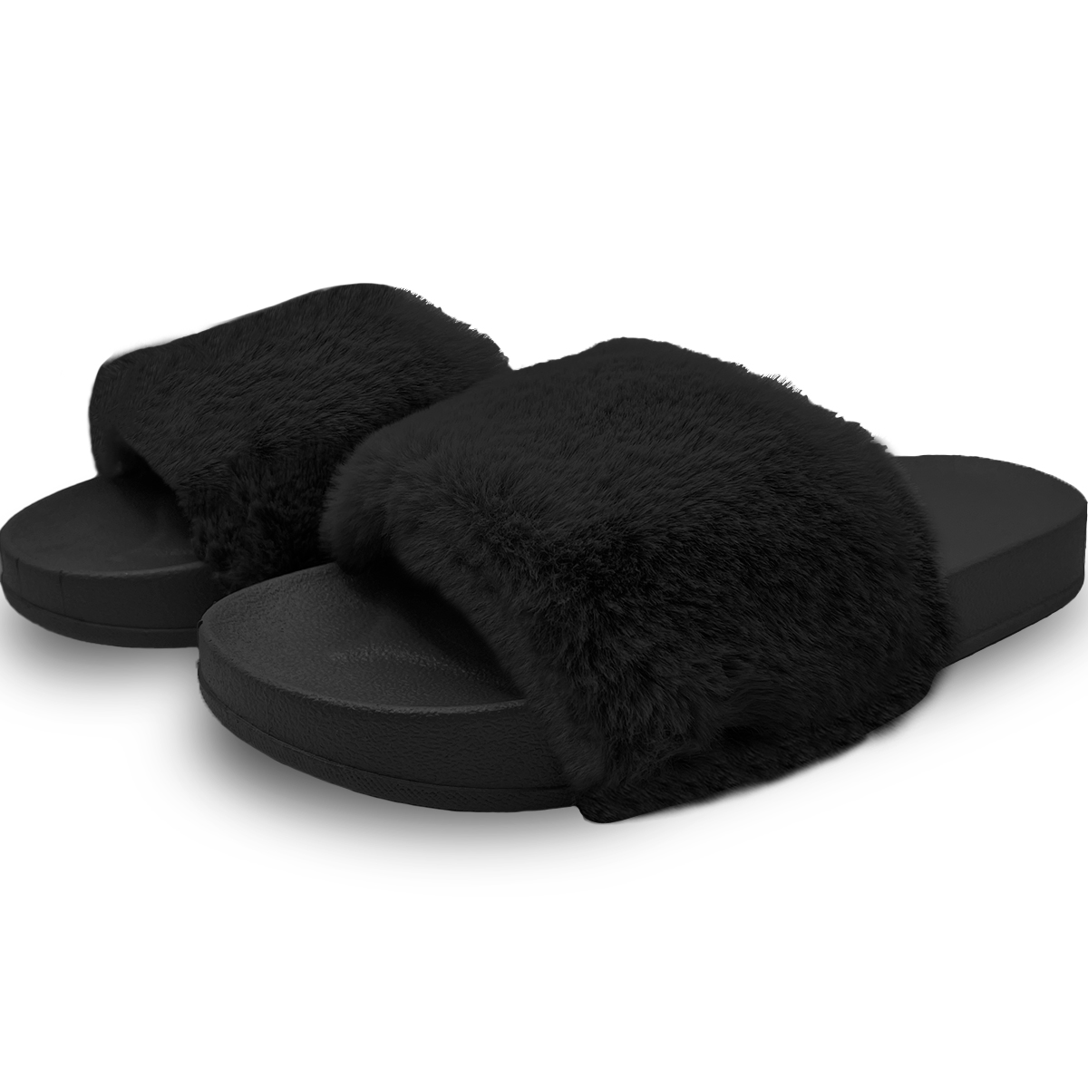 Foto 2 pulgar | Pantuflas Antideslizantes Shendy Vendy de Peluche Negras para Mujer
