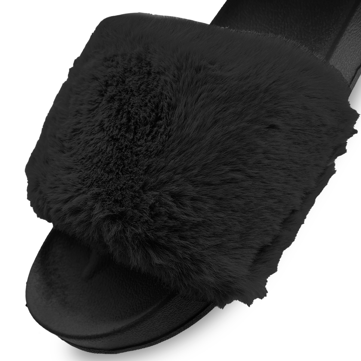 Foto 7 pulgar | Pantuflas Antideslizantes Shendy Vendy de Peluche Negras para Mujer