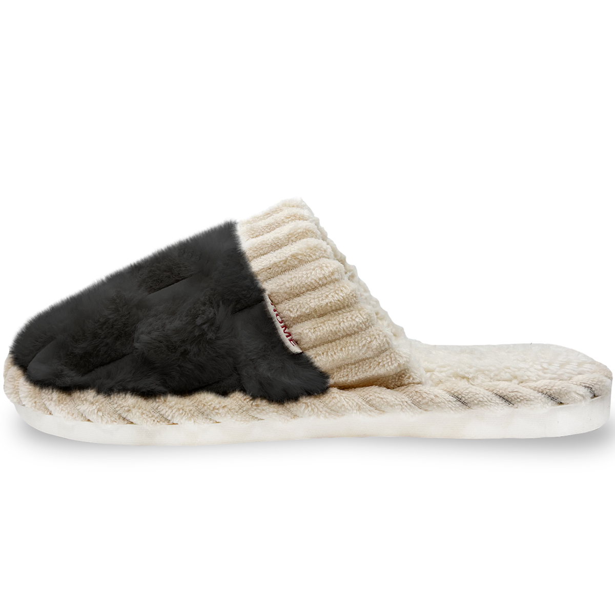 Foto 4 pulgar | Pantuflas Antideslizantes Shendy Vendy Negras de Algodón para Mujer