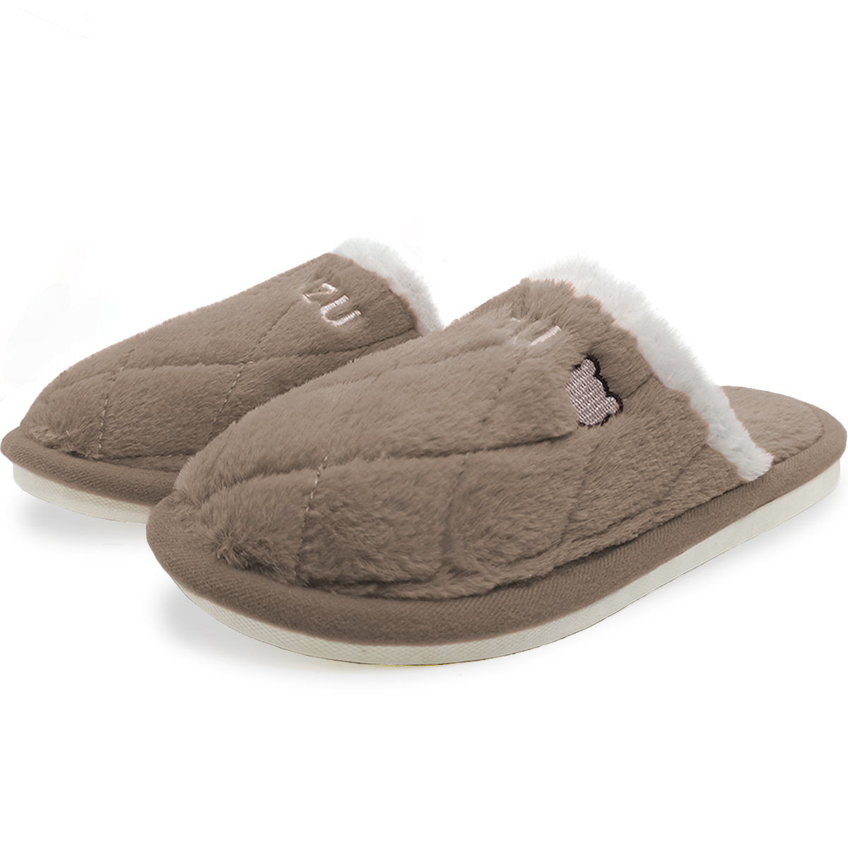 Foto 2 pulgar | Pantuflas Antideslizantes Shendy Vendy de Peluche Marrones para Mujer