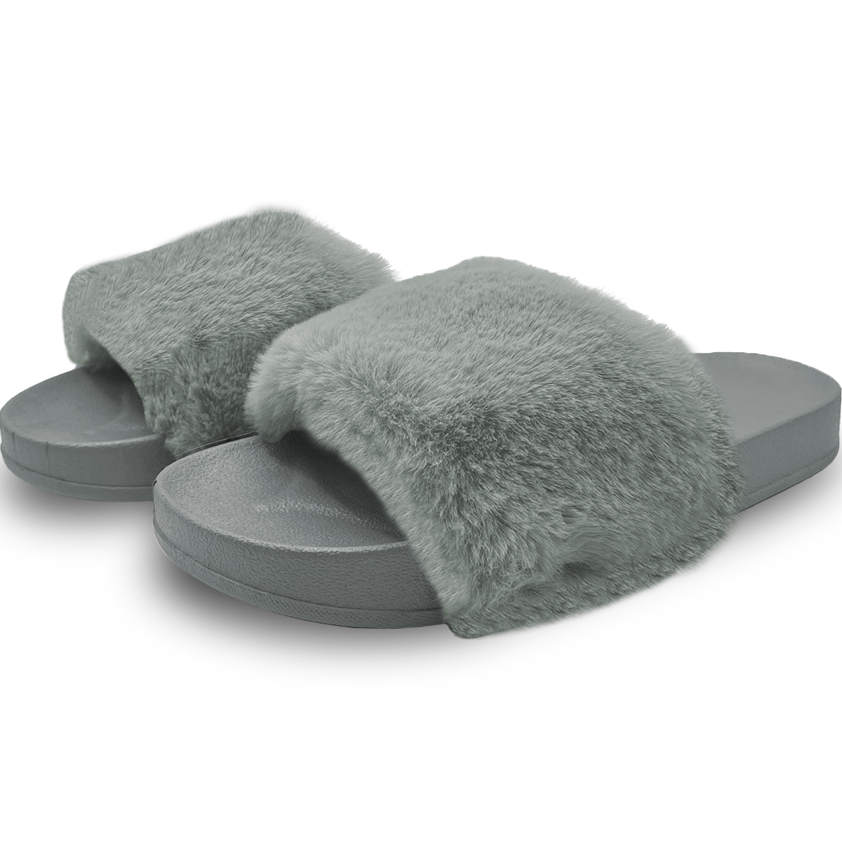 Foto 2 pulgar | Pantuflas Antideslizantes Shendy Vendy de Peluche Grises para Mujer