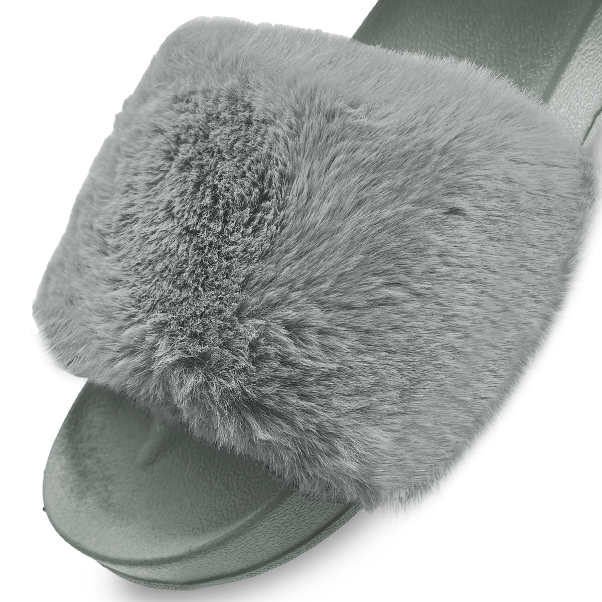 Foto 7 pulgar | Pantuflas Antideslizantes Shendy Vendy de Peluche Grises para Mujer