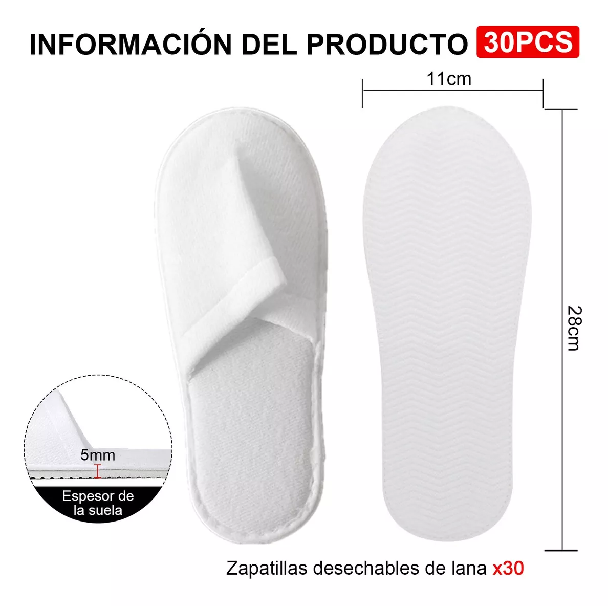 Foto 3 pulgar | Pantuflas Para Boda Para Imprimir O Sublimar, 30 Pares Blancos