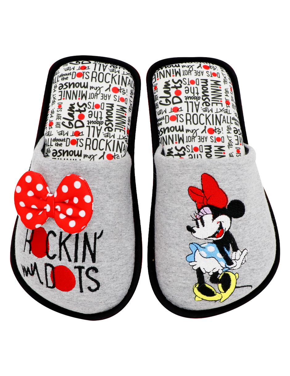 Foto 2 pulgar | Pantufla Disney Minnie Mouse Color Gris Para Dama