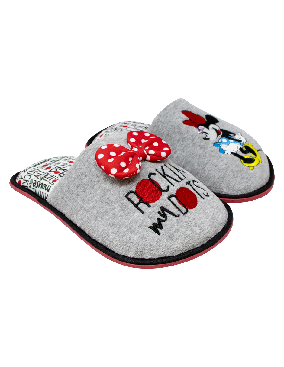 Foto 3 pulgar | Pantufla Disney Minnie Mouse Color Gris Para Dama