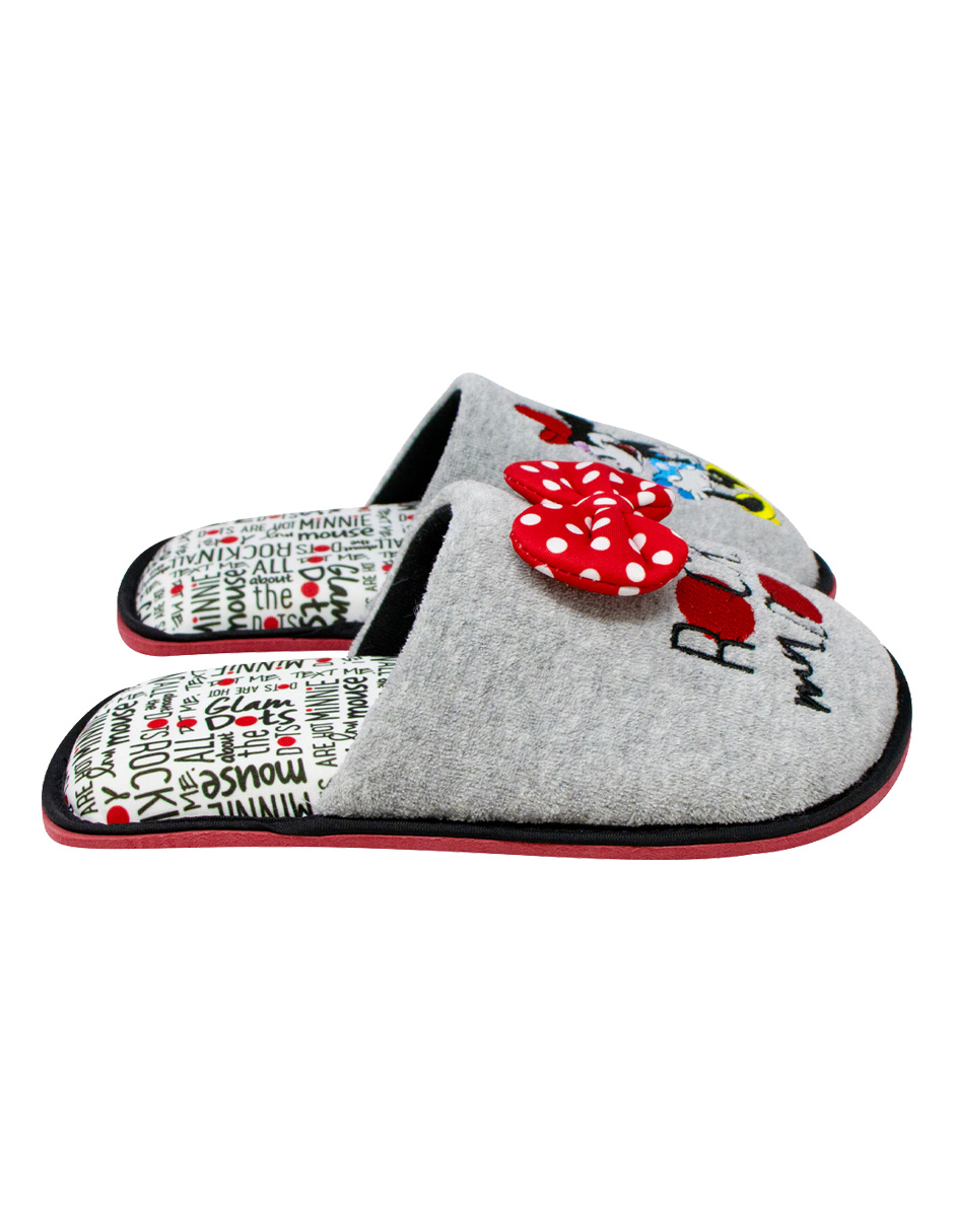 Foto 4 pulgar | Pantufla Disney Minnie Mouse Color Gris Para Dama