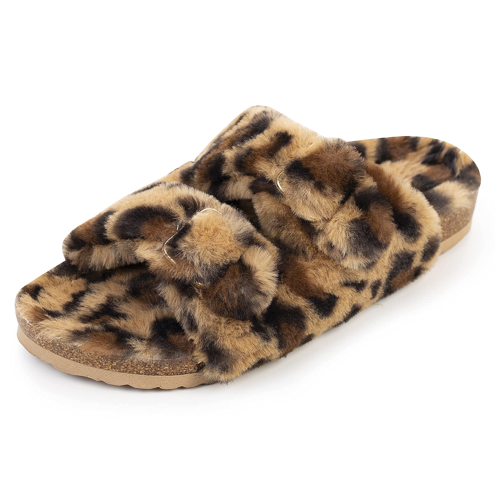 Foto 4 pulgar | Zapatilla Fitory Para Mujer Con Punta Abierta, Piel De Conejo Sintética, Leopardo, 10 - Venta Internacional.