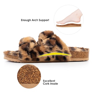 Foto 2 | Zapatilla Fitory Para Mujer Con Punta Abierta, Piel De Conejo Sintética, Leopardo, 8 - Venta Internacional.