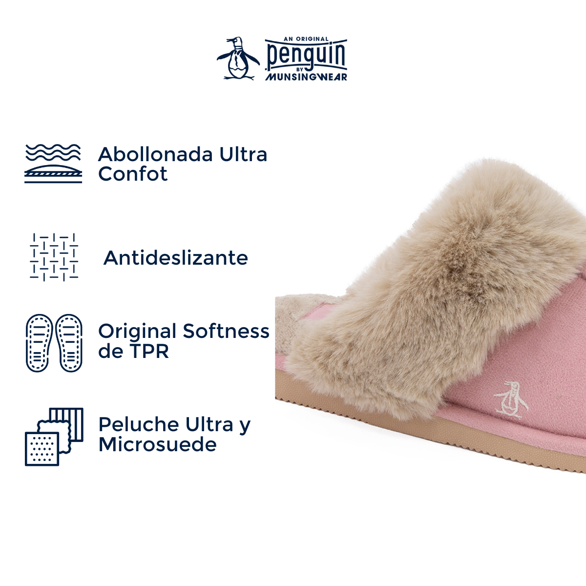Foto 5 pulgar | Pantuflas Original Penguin Style Celine Rosas para Mujer