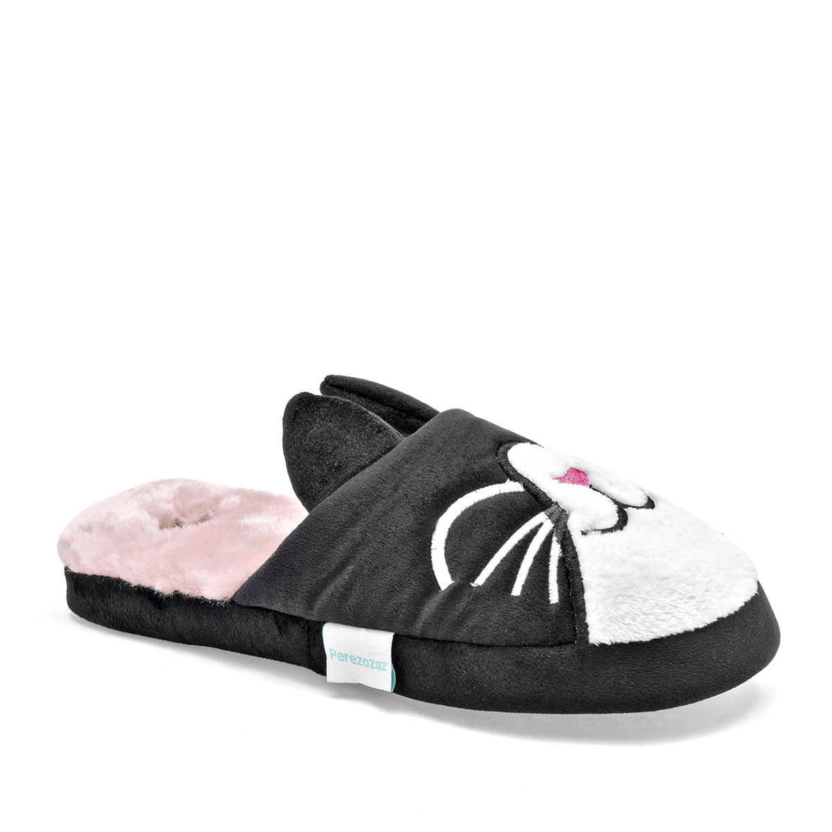 Foto 2 pulgar | Huarachetas Pantufla Para Mujer Negro Blanco