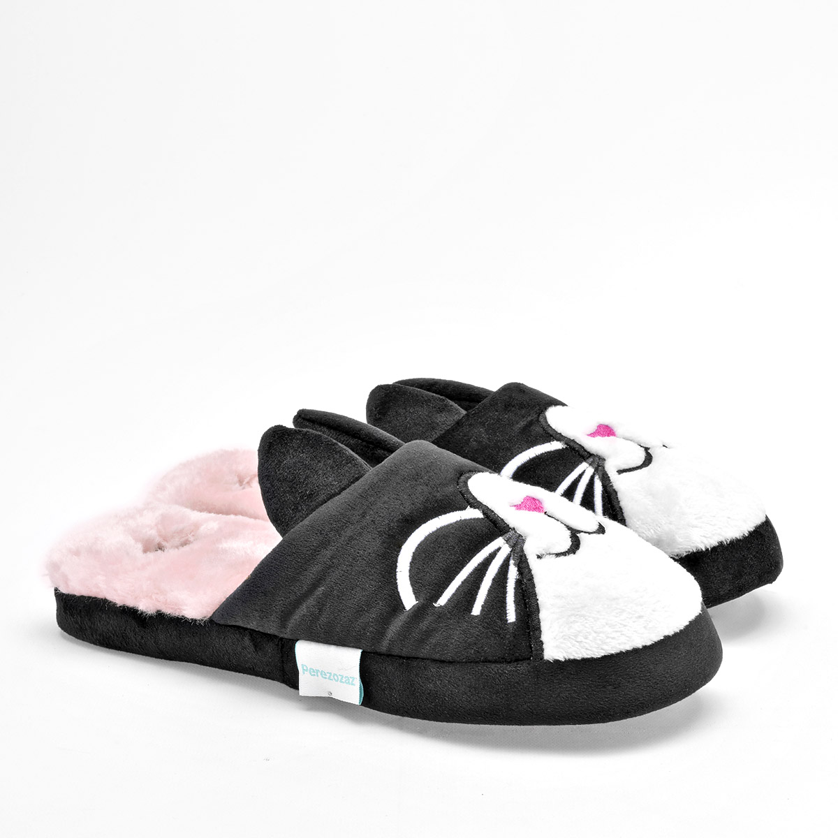 Foto 3 pulgar | Huarachetas Pantufla Para Mujer Negro Blanco