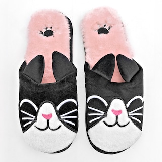 Foto 3 | Huarachetas Pantufla Para Mujer Negro Blanco