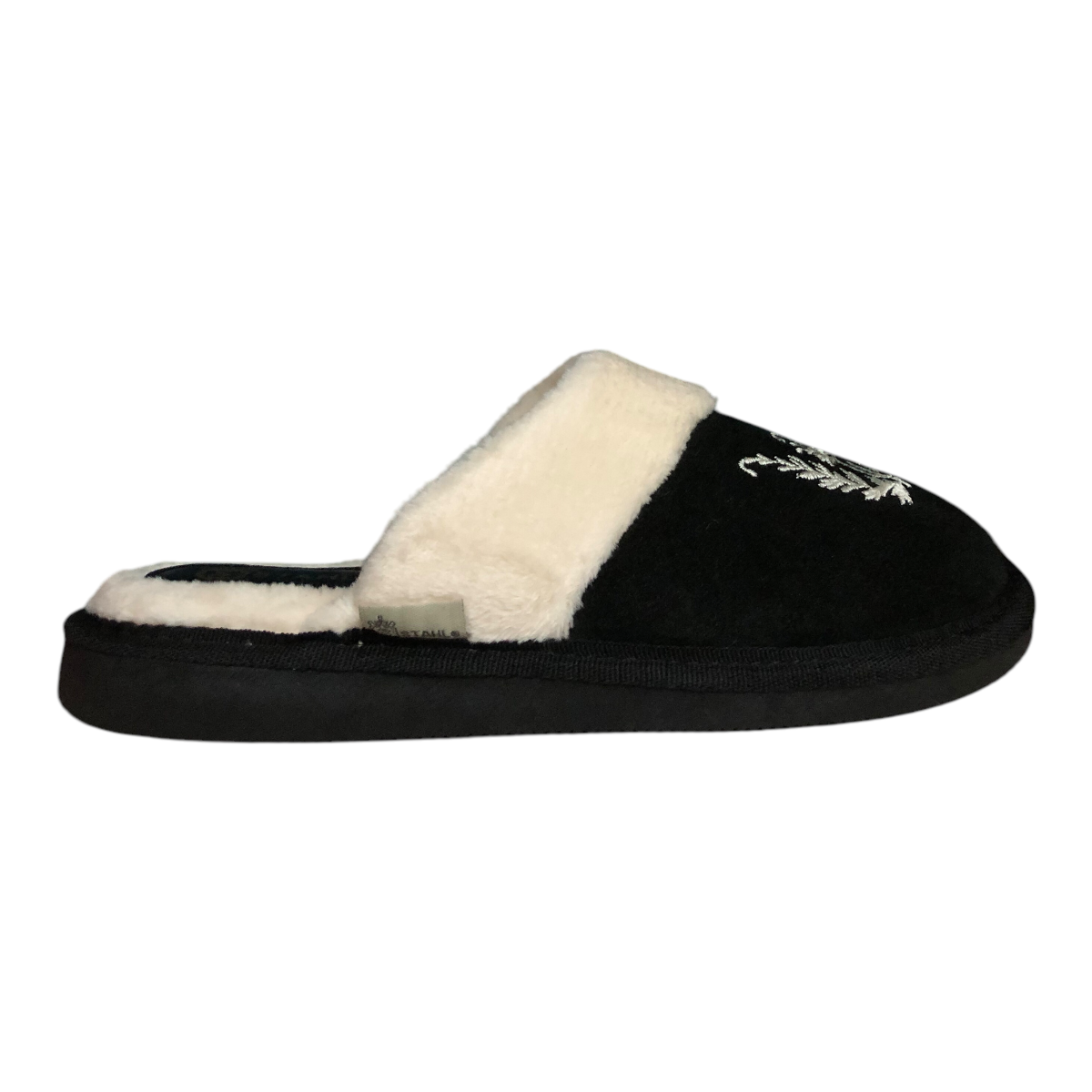 Pantufla De Gamuza Genuina Negro Dama Stahl