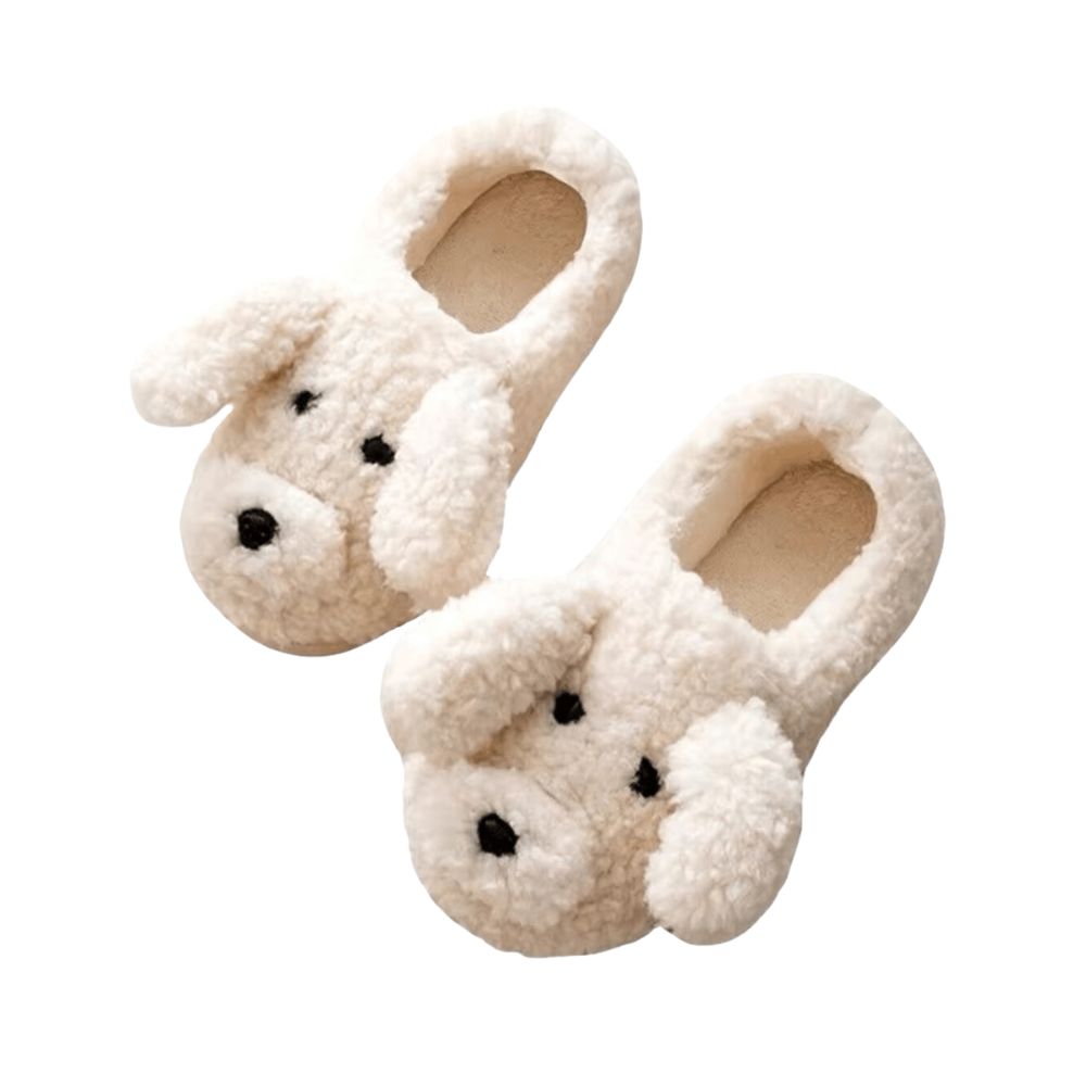 Pantuflas Denali Mujer Poodle Blanco Esponjosas Antiderrapantes