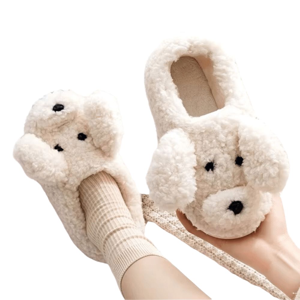 Foto 3 pulgar | Pantuflas Denali Mujer Poodle Blanco Esponjosas Antiderrapantes