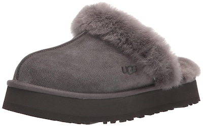 Foto 1 | Pantuflas UGG Disquette de Gamuza color Carbón con Piel de Oveja para Mujer - Venta Internacional