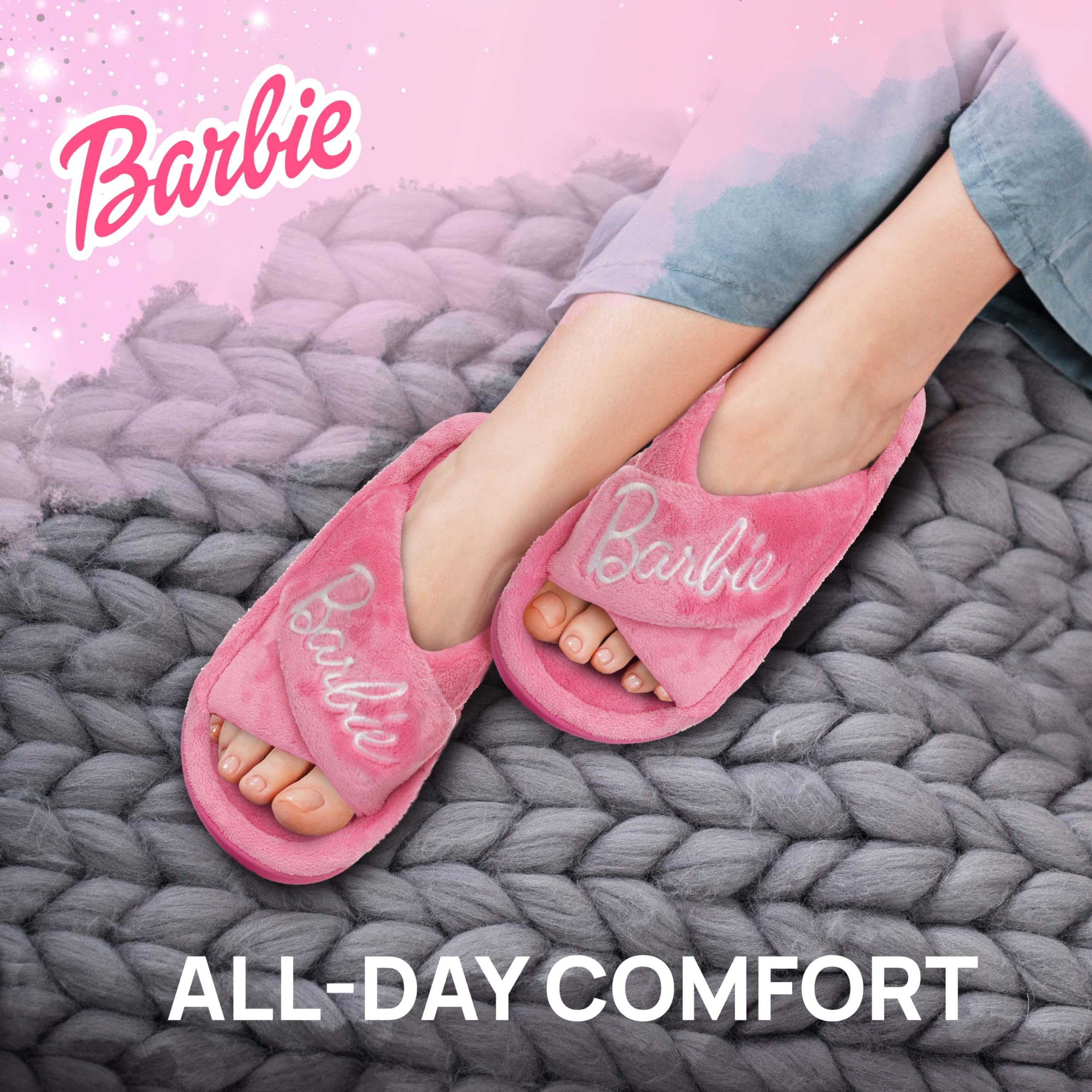 Foto 3 | Zapatillas Barbie Fuzzy House Para Mujer, Extra Acogedoras - Venta Internacional.