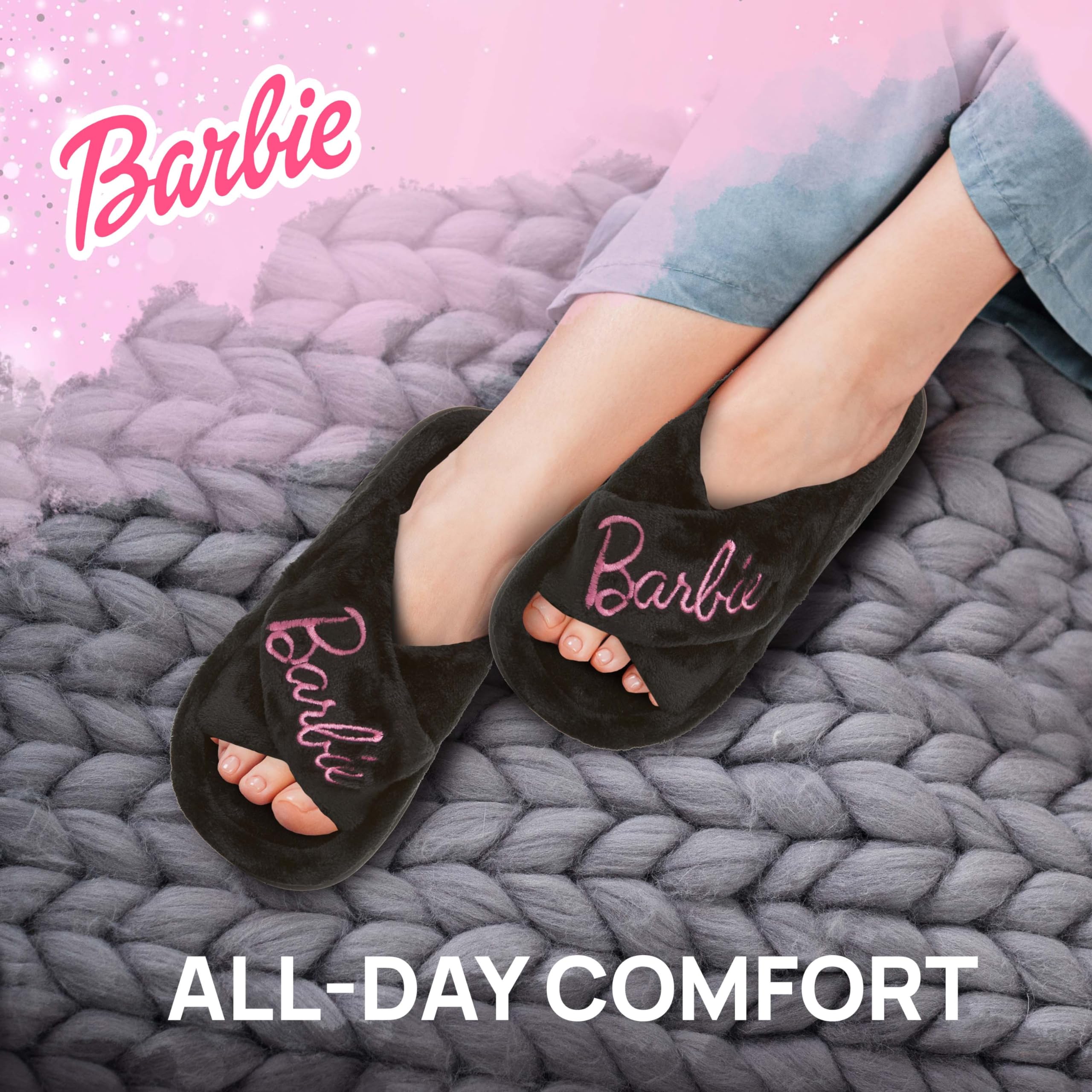 Foto 3 | Zapatillas Barbie Fuzzy House Para Mujer, Extra Acogedoras - Venta Internacional.