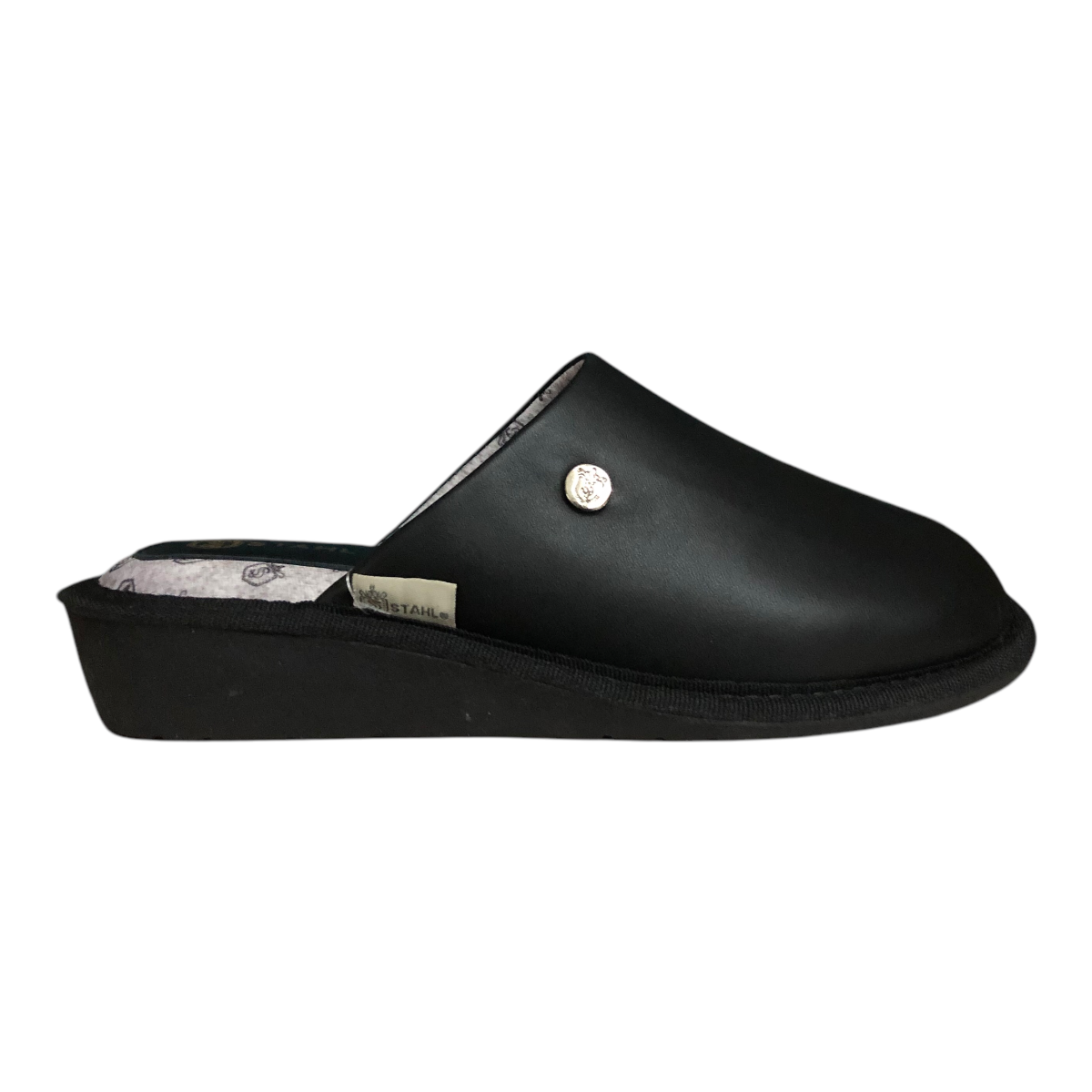 Pantufla Piel Genuina Para Dama Color Nergro Stahl