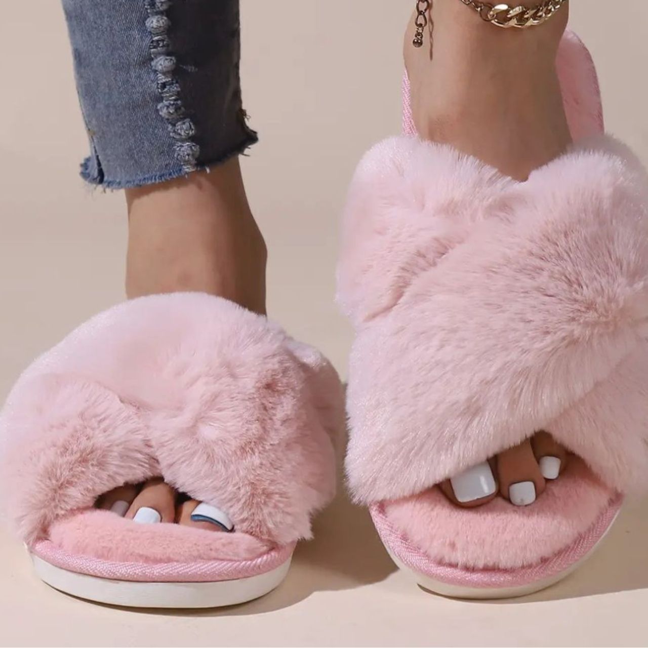 Foto 5 | Pantuflas Antideslizantes Bluelander Rosa Cruzadas