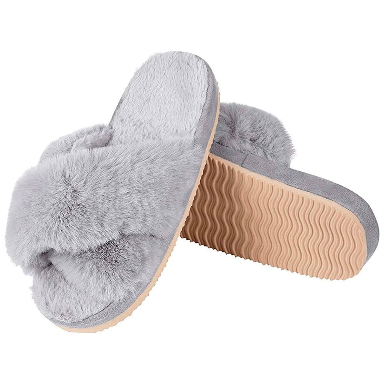 Foto 4 pulgar | Pantuflas Antideslizantes Bluelander Gris Cruzadas