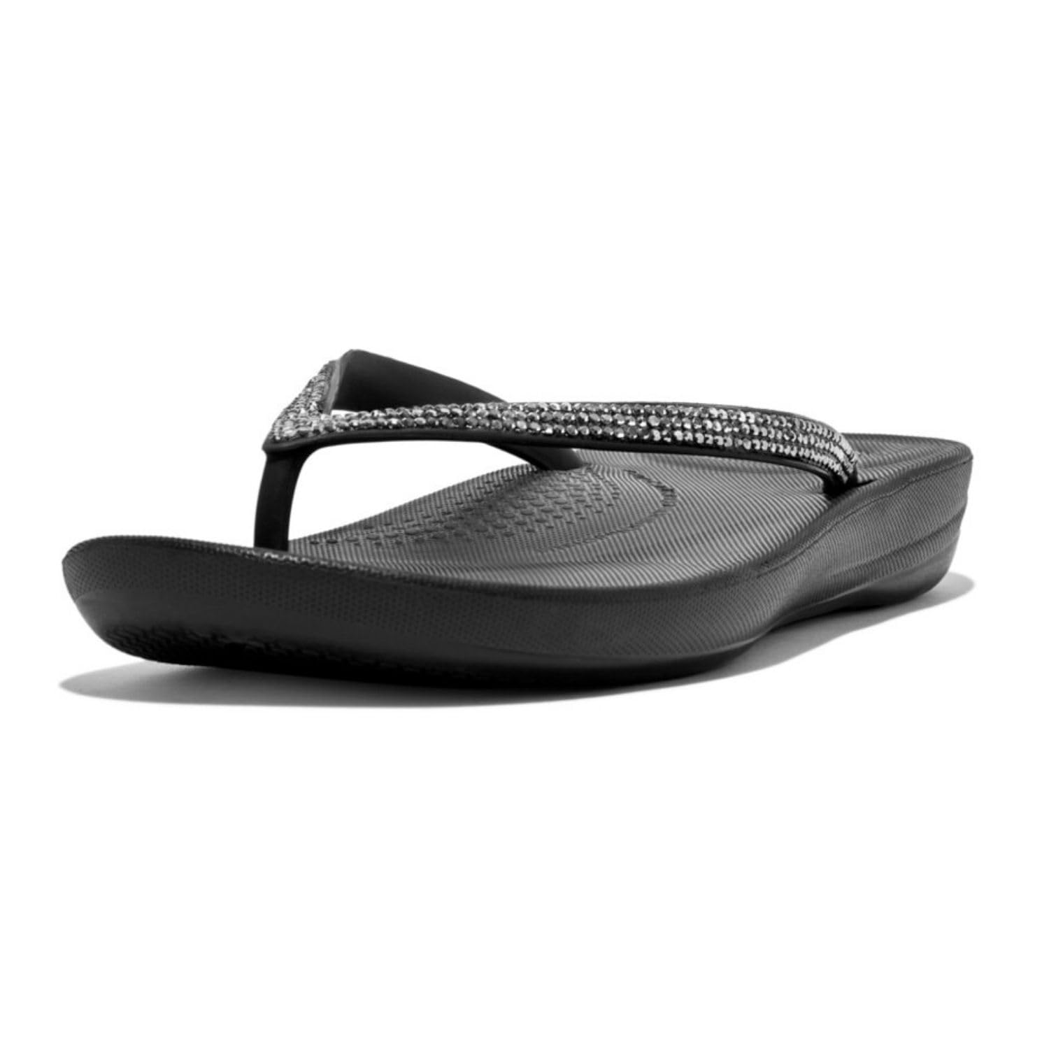 Foto 2 pulgar | Chanclas Fitflop Iqushion Sparkle Ergonómicas Para Mujer, Color Negro - Venta Internacional.
