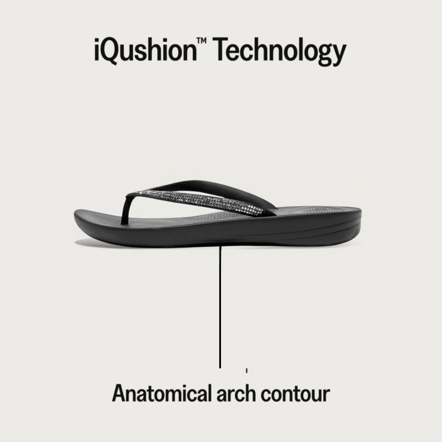 Foto 4 pulgar | Chanclas Fitflop Iqushion Sparkle Ergonómicas Para Mujer, Color Negro - Venta Internacional.
