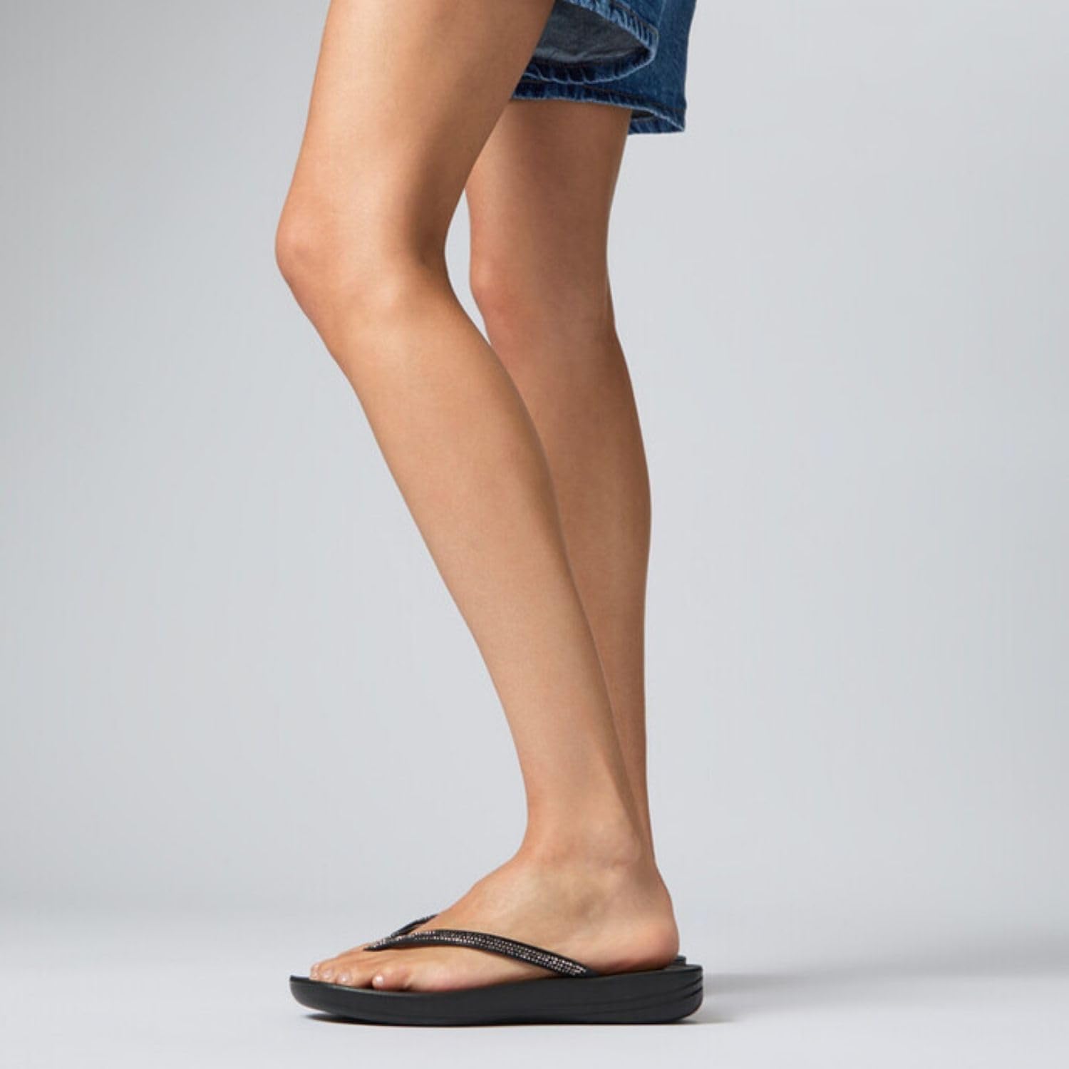Foto 7 pulgar | Chanclas Fitflop Iqushion Sparkle Ergonómicas Para Mujer, Color Negro - Venta Internacional.