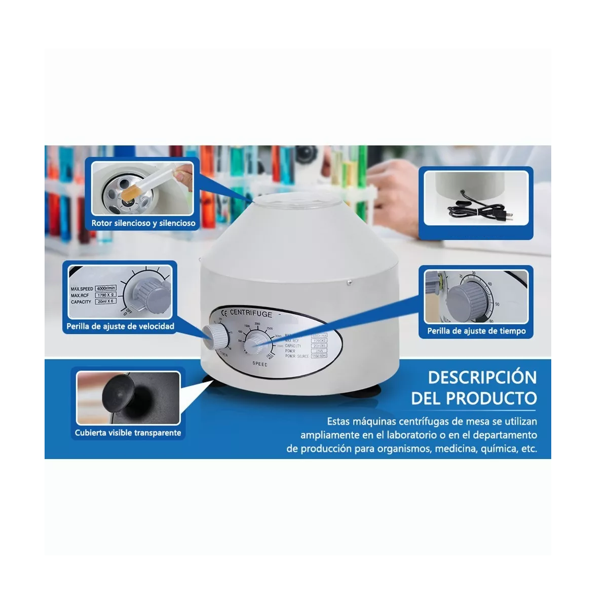 Foto 3 pulgar | Máquina Centrifugadora Para Laboratorio  Eo Safe Imports Esi-9383 Gris