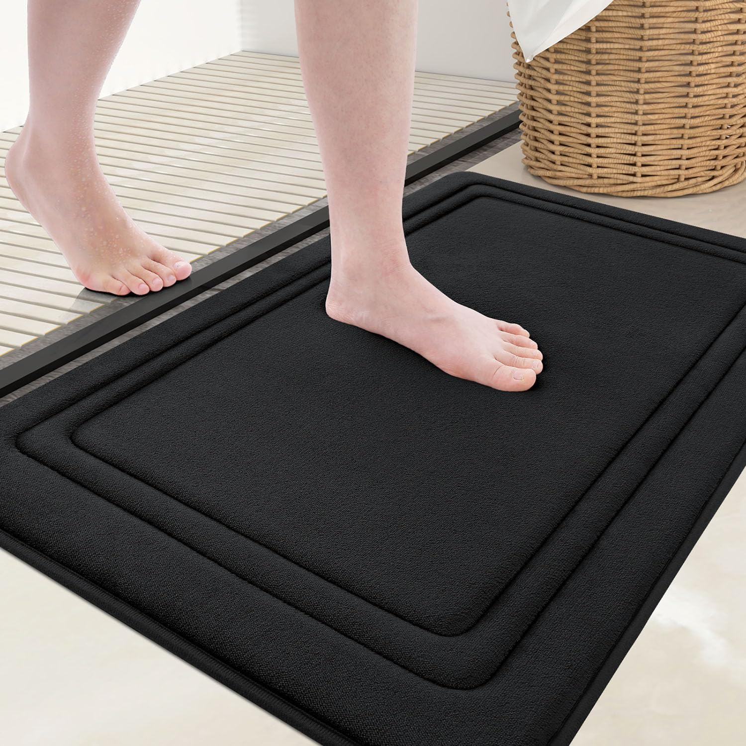 Alfombra De Baño De Espuma Viscoelástica Grandaily, Ultrasuave, 60 X 40 Cm, Color Negro - Venta Internacional.