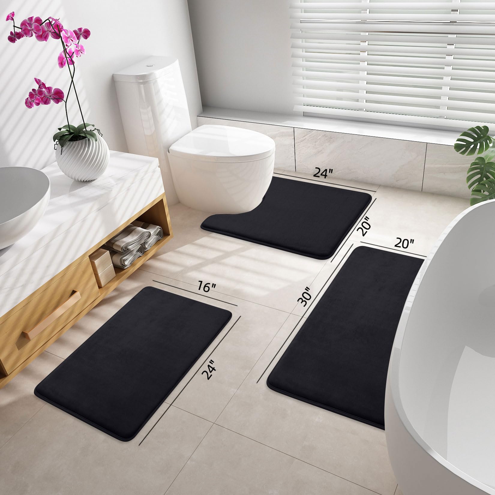 Foto 7 pulgar | Alfombrilla De Baño De Espuma Viscoelástica Smiry, Extrasuave Y Absorbente, Color Negro, 60 X 40 Cm - Venta Internac