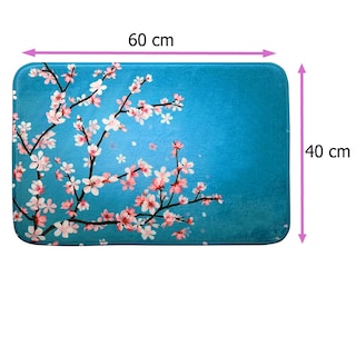 Foto 2 | Tapete de Baño Kyuden Home Azul Cherry Blossom Antideslizante y Absorbente