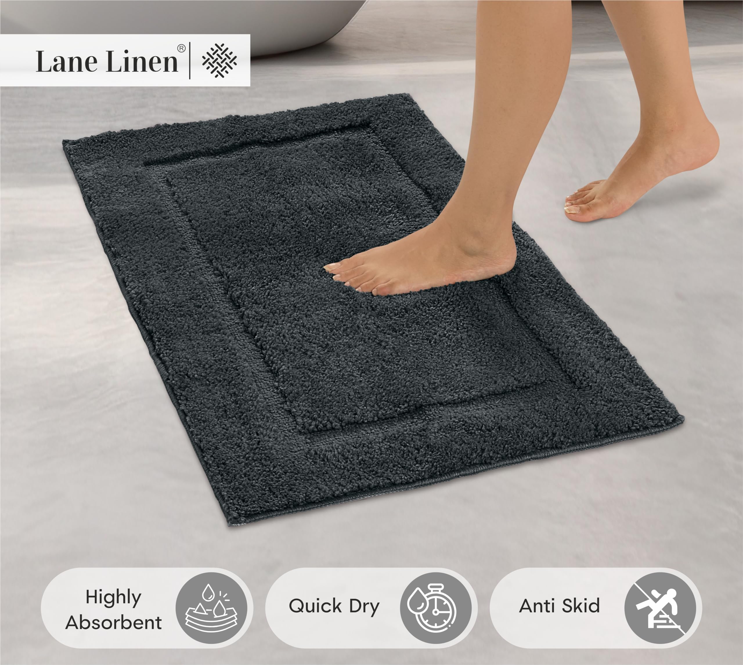 Foto 2 | Juego De Alfombras De Baño Lane Linen, 2 Piezas, Absorbentes, 100% Algodón, 53 X 86 Cm - Venta Internacional.