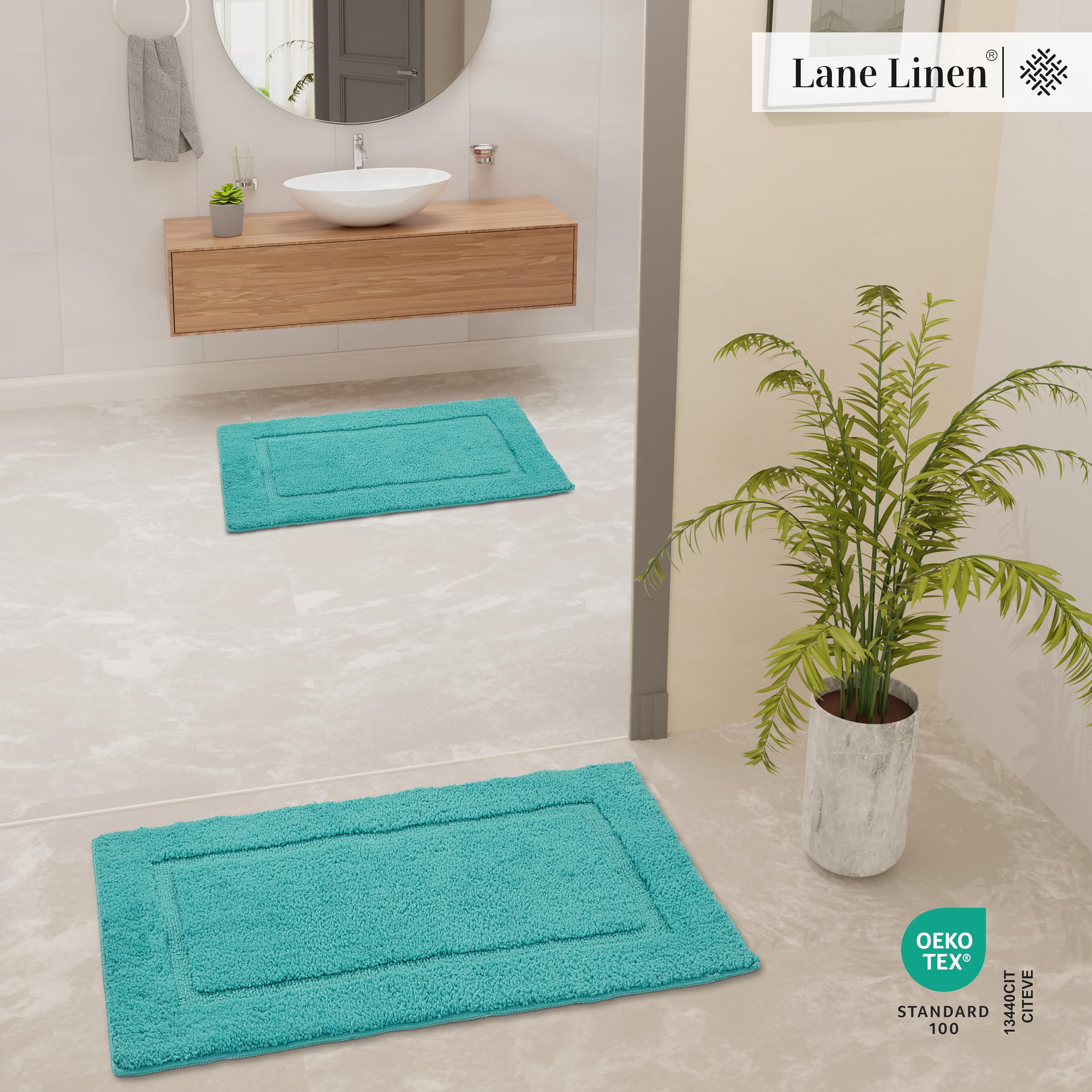 Foto 4 pulgar | Juego De Alfombras De Baño Lane Linen, 2 Unidades, Extrasuaves Y Absorbentes, Color Turquesa - Venta Internacional.