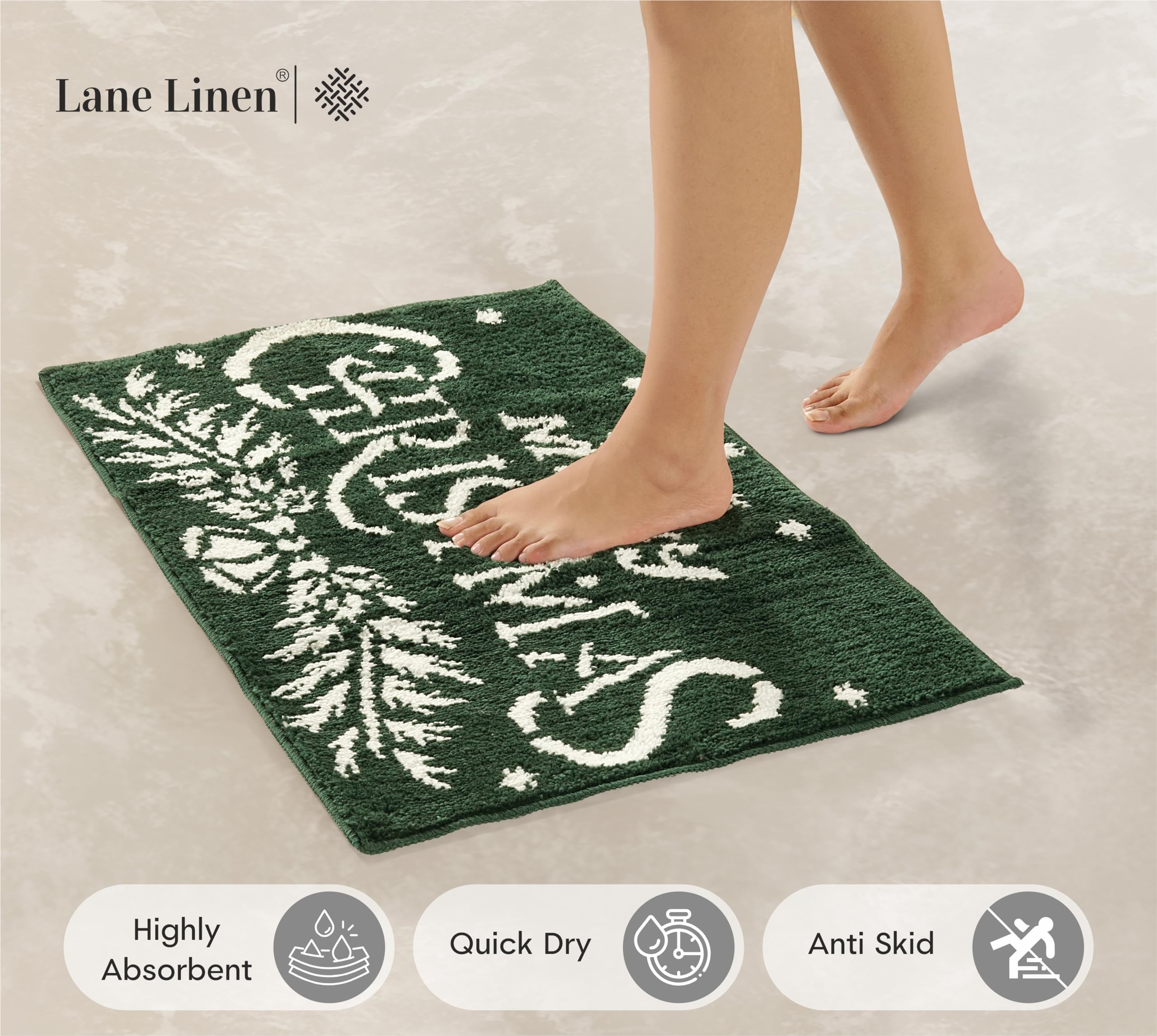 Foto 3 pulgar | Juego De Alfombras De Baño Lane Linen Christmas Green, 2 Piezas - Venta Internacional.