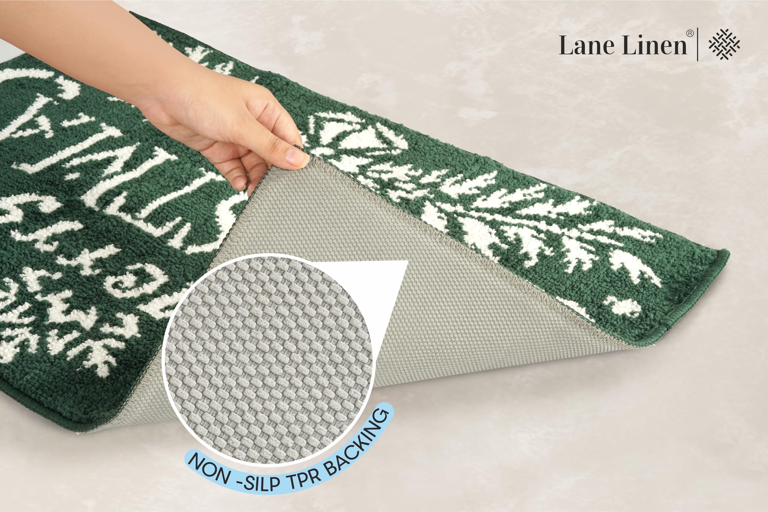 Foto 5 pulgar | Juego De Alfombras De Baño Lane Linen Christmas Green, 2 Piezas - Venta Internacional.