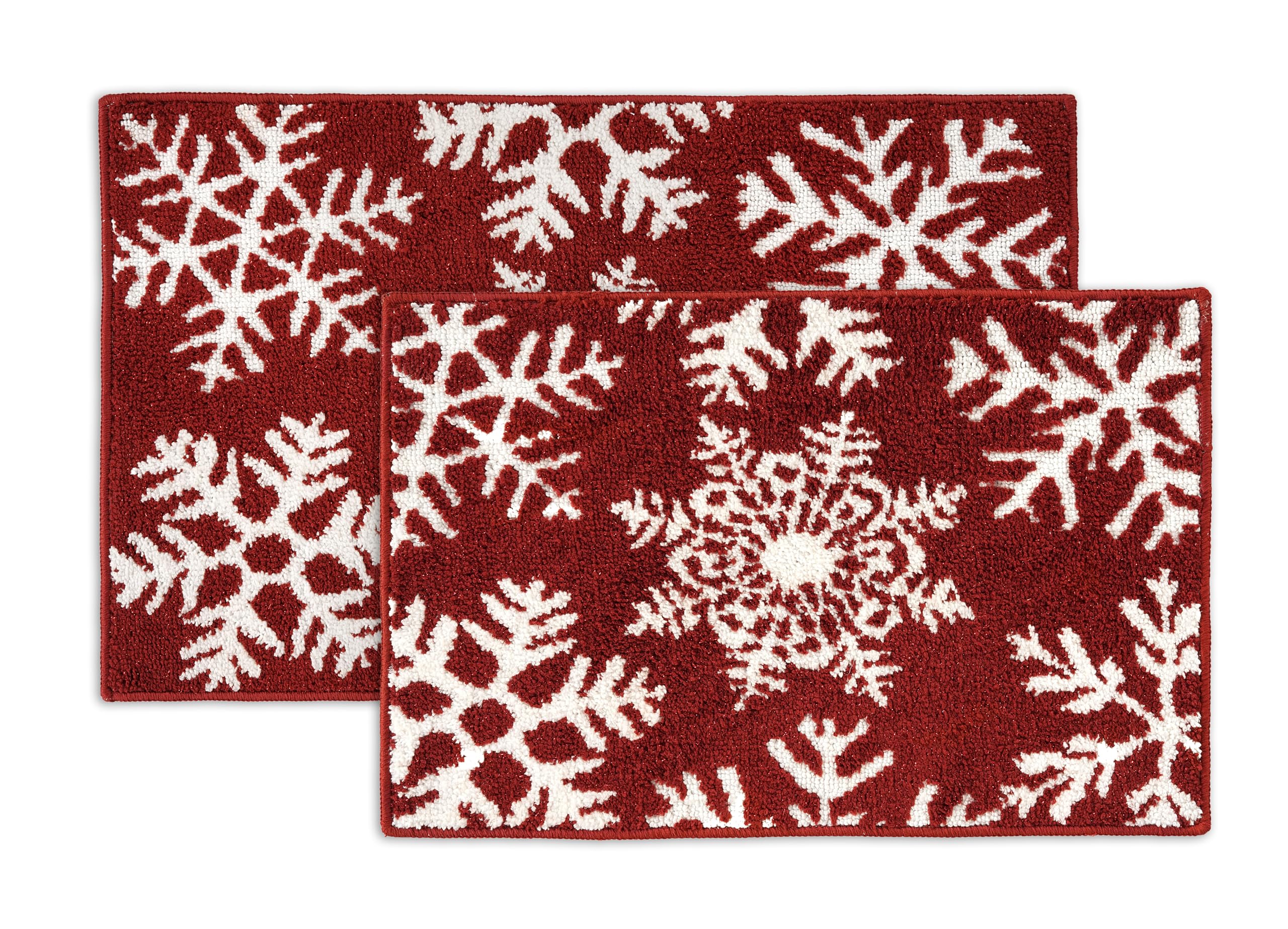 Foto 2 pulgar | Alfombrillas De Baño Lane Linen Christmas De 2 Piezas Con Diseño De Copos De Nieve - Venta Internacional.