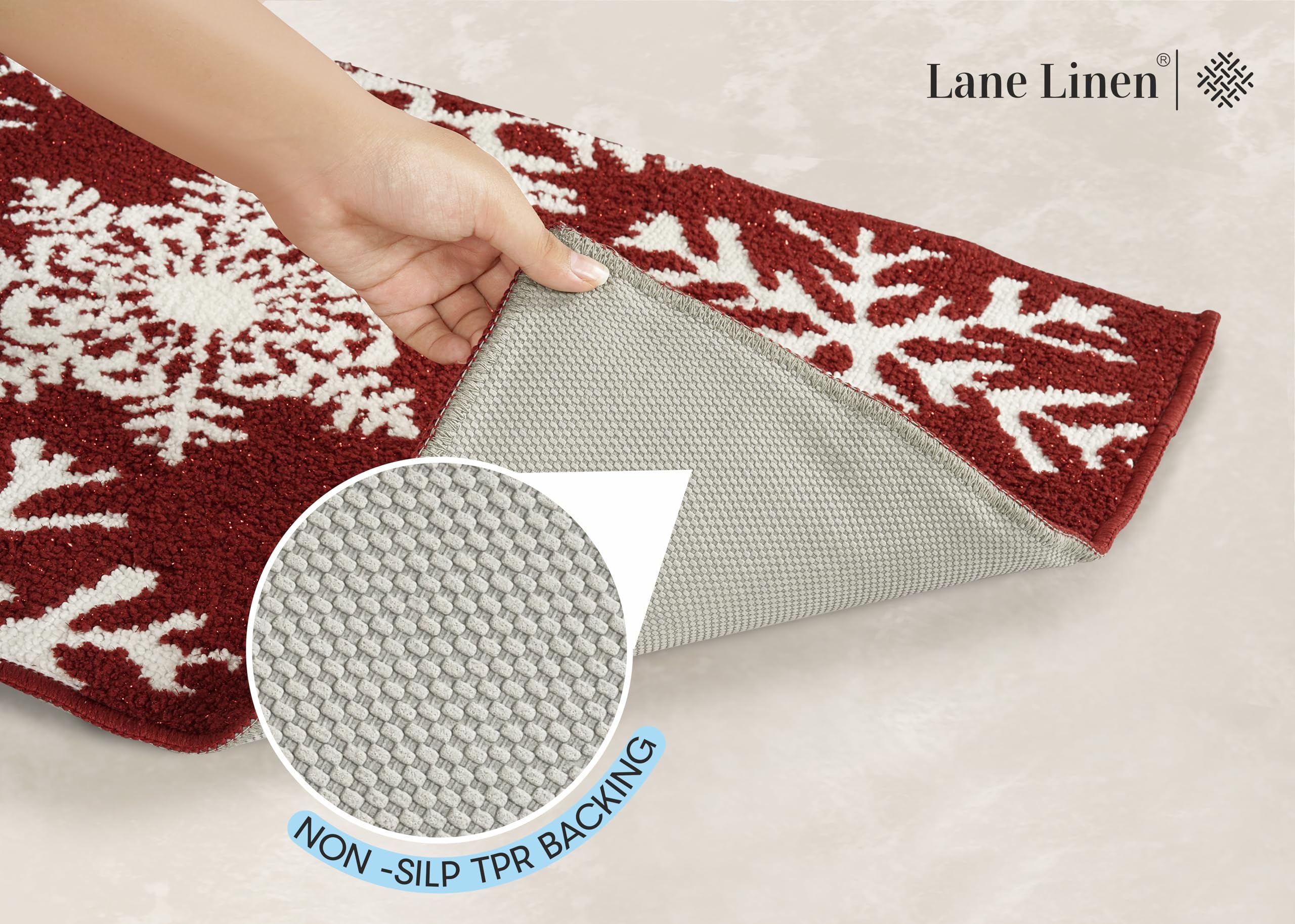 Foto 5 pulgar | Alfombrillas De Baño Lane Linen Christmas De 2 Piezas Con Diseño De Copos De Nieve - Venta Internacional.