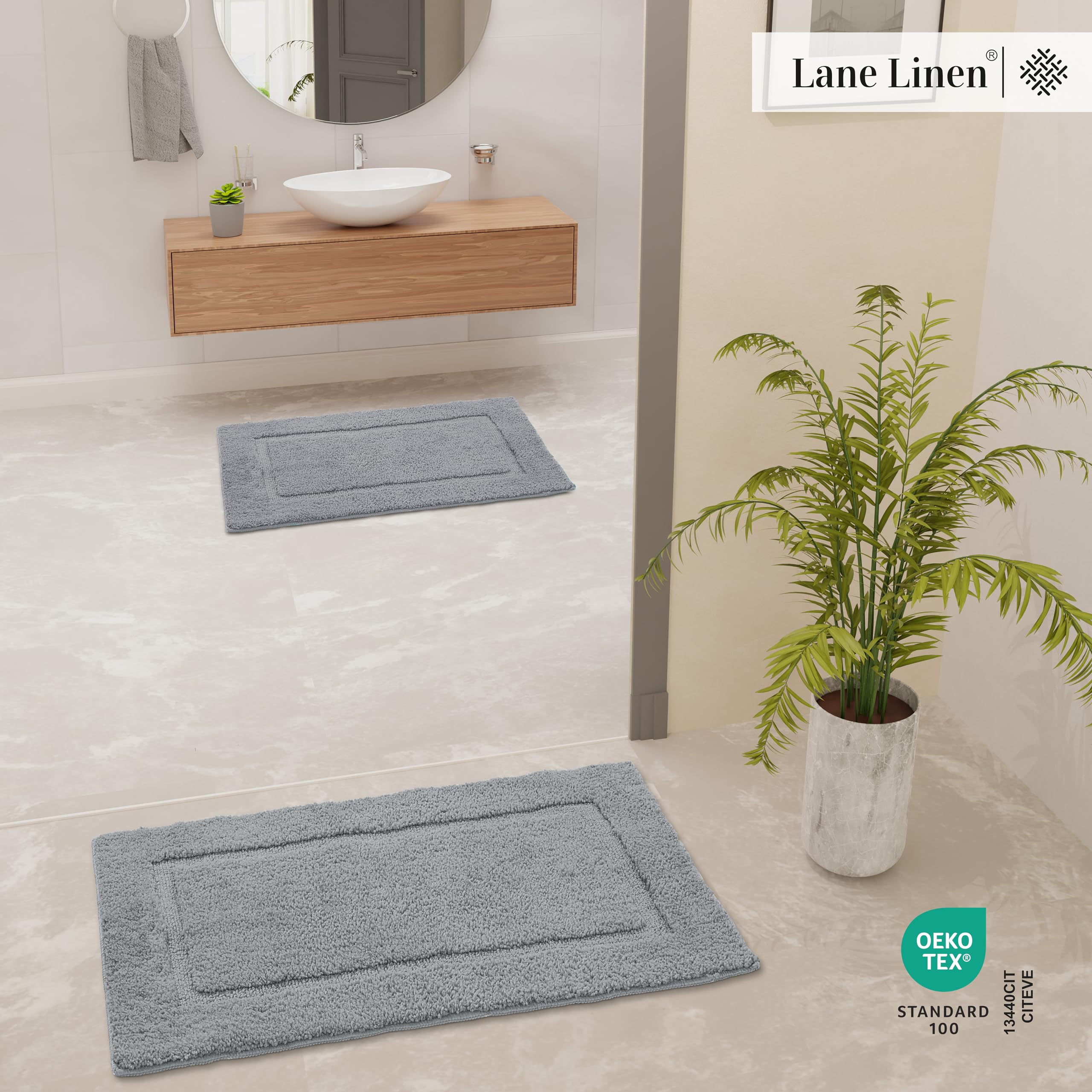 Foto 4 pulgar | Juego De Alfombras De Baño Lane Linen, 2 Unidades, Extrasuaves Y Absorbentes, Color Gris Claro - Venta Internacional.