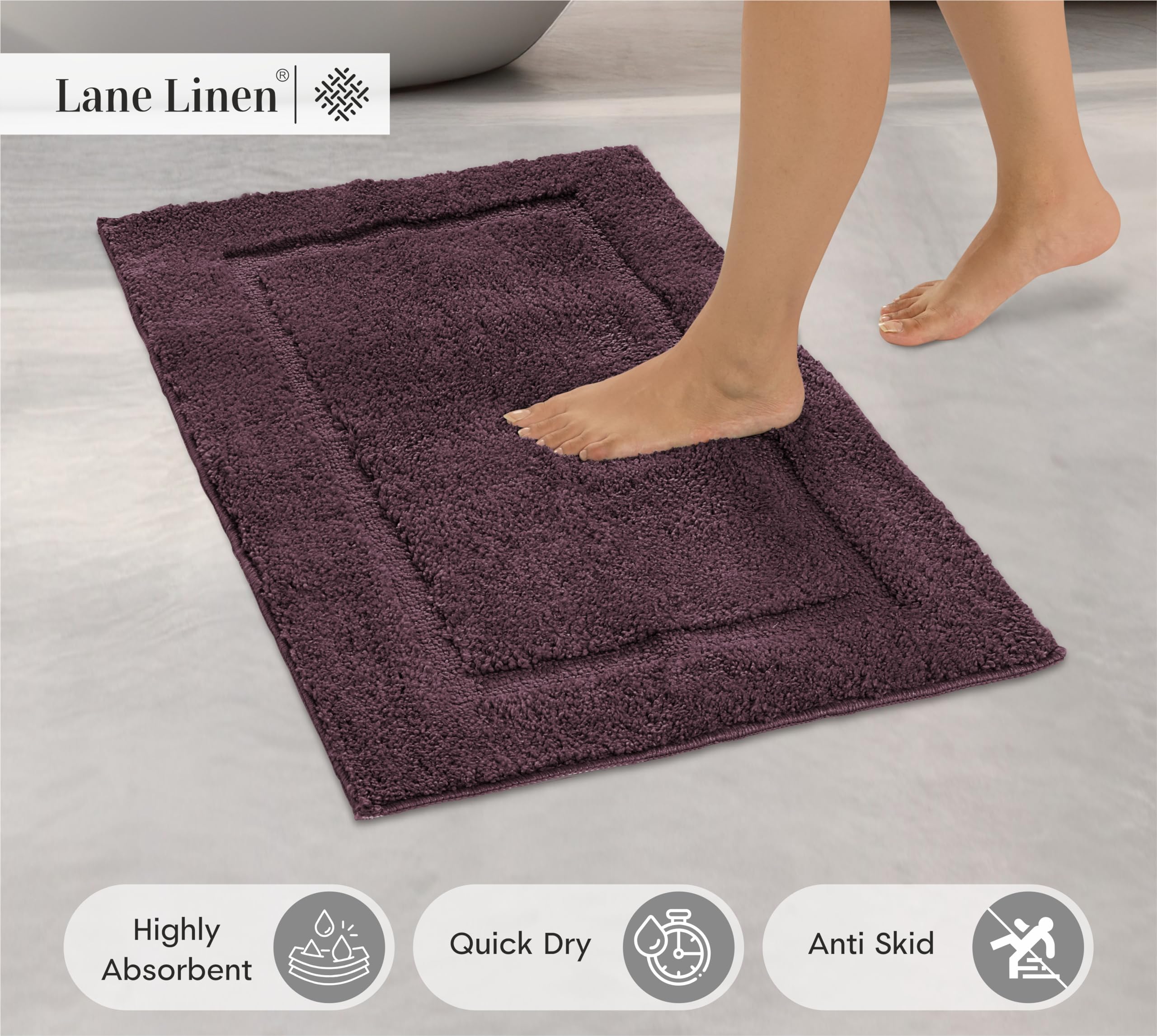 Foto 2 | Juego De Alfombras De Baño Lane Linen, 2 Piezas, Extrasuaves, Absorbentes, 43 X 61 Cm - Venta Internacional.