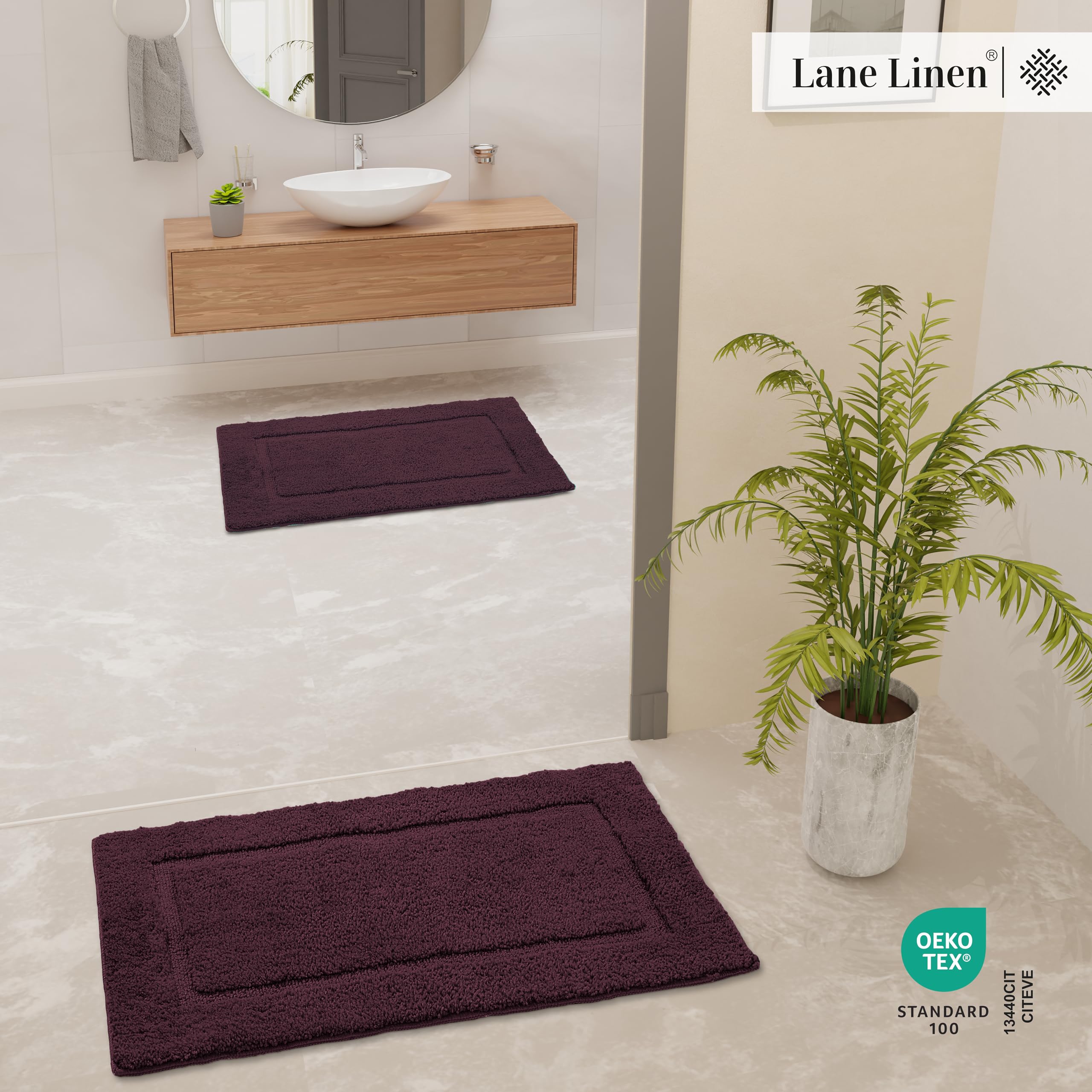 Foto 4 pulgar | Juego De Alfombras De Baño Lane Linen, 2 Piezas, Extrasuaves, Absorbentes, 43 X 61 Cm - Venta Internacional.