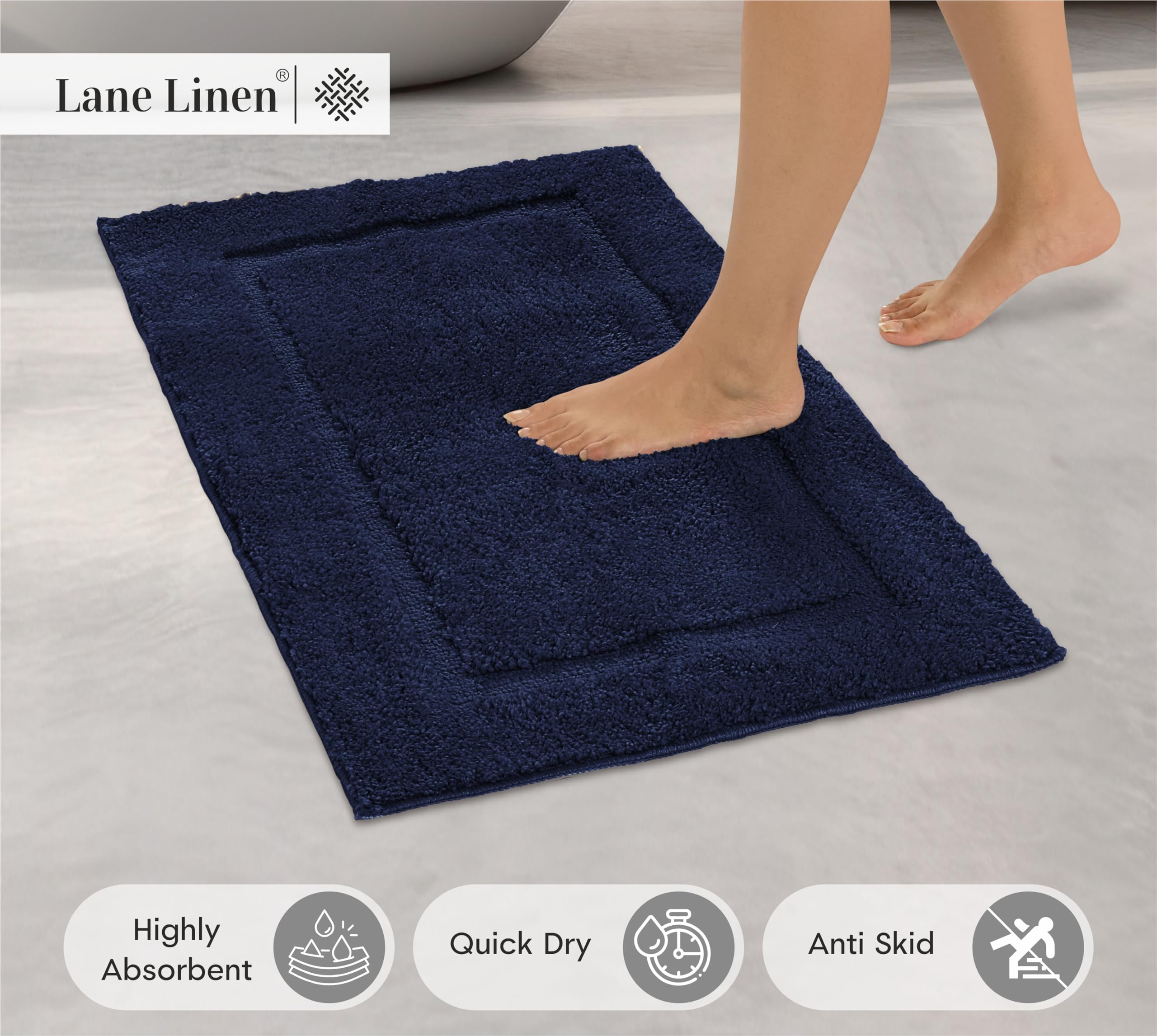 Foto 2 | Juego De Alfombras De Baño Lane Linen, 2 Piezas, Absorbentes, 43 X 61 Cm - Venta Internacional.