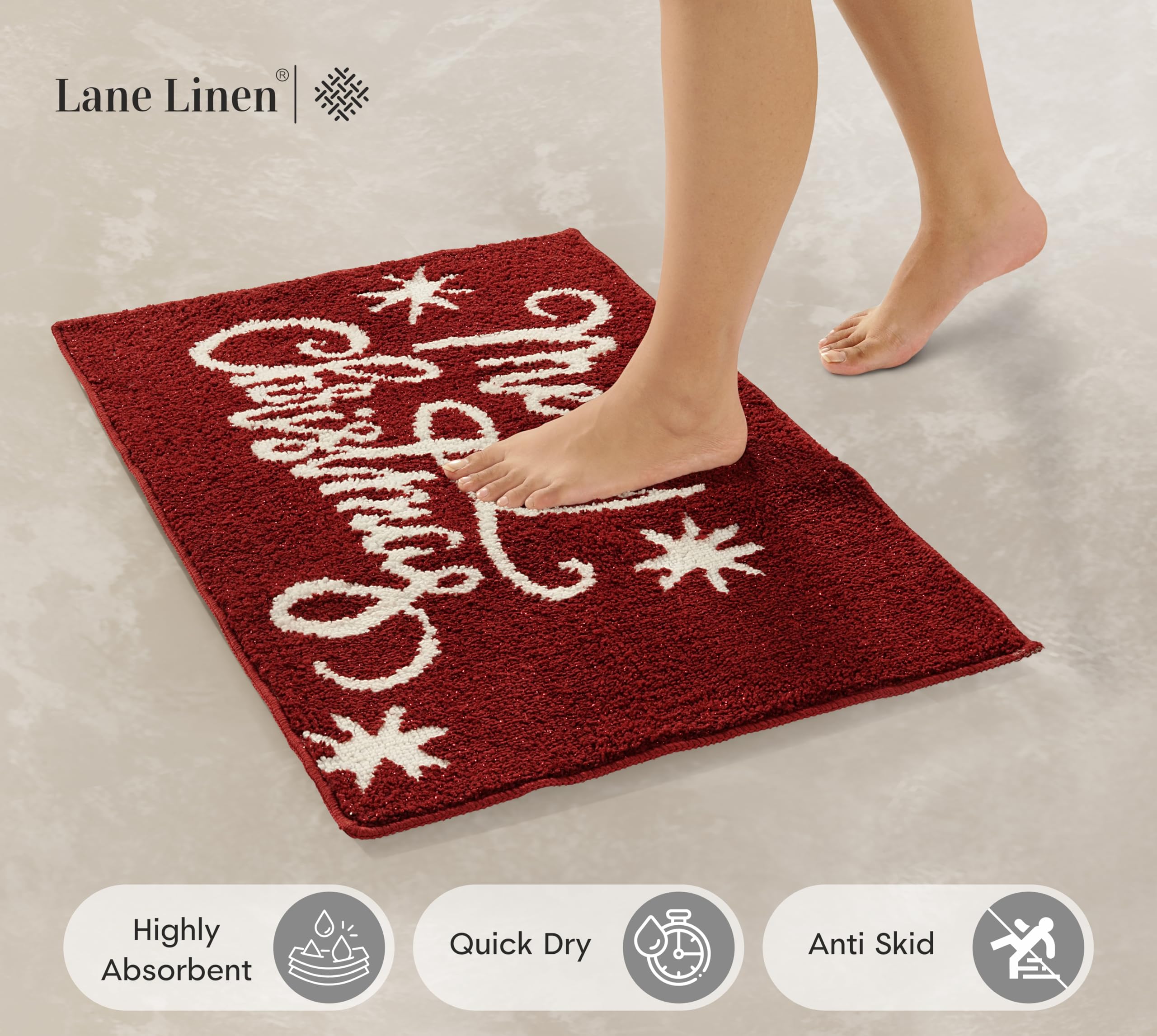 Foto 3 pulgar | Set De Alfombras De Baño Lane Linen Christmas Red Microfiber - Venta Internacional.