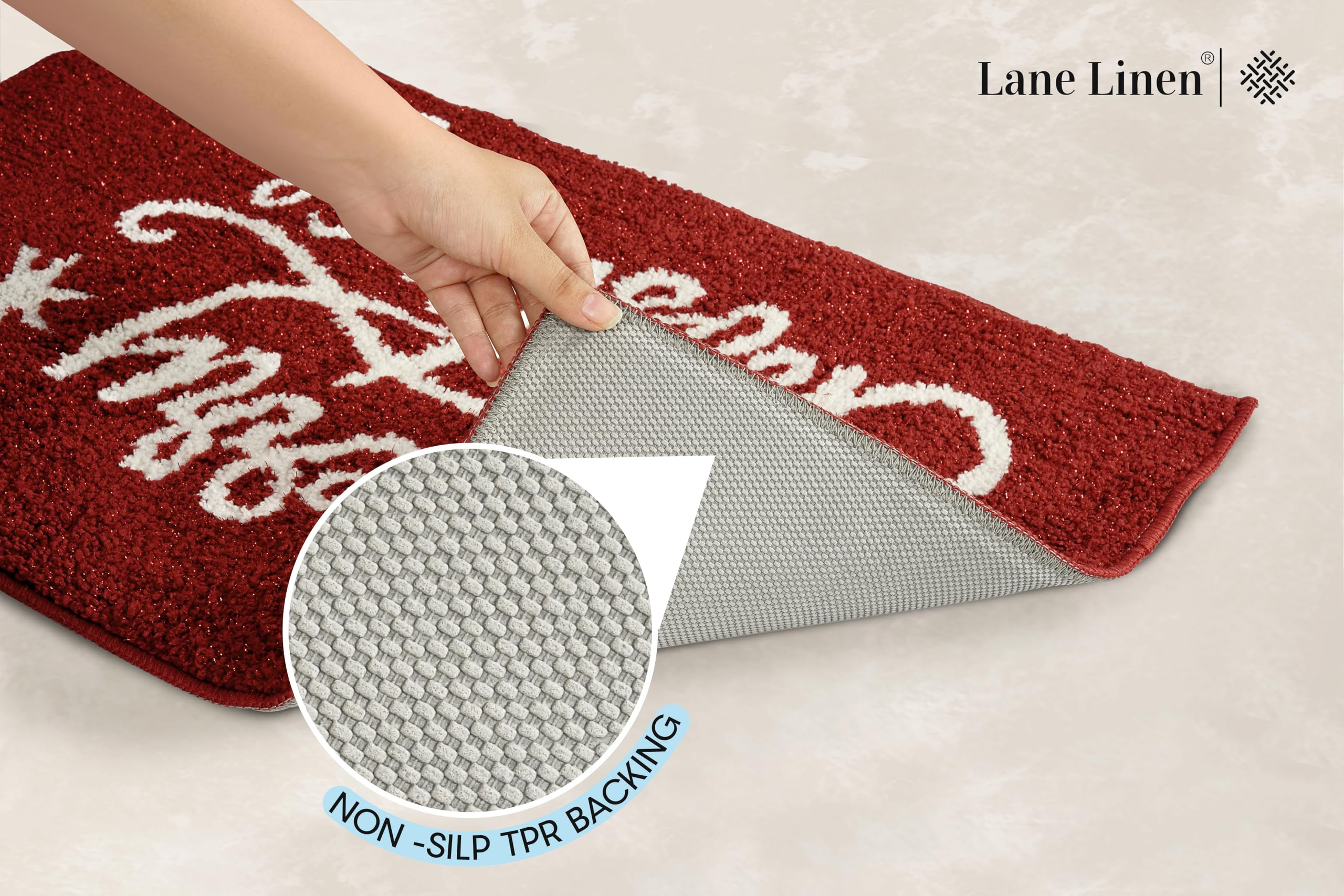 Foto 5 pulgar | Set De Alfombras De Baño Lane Linen Christmas Red Microfiber - Venta Internacional.