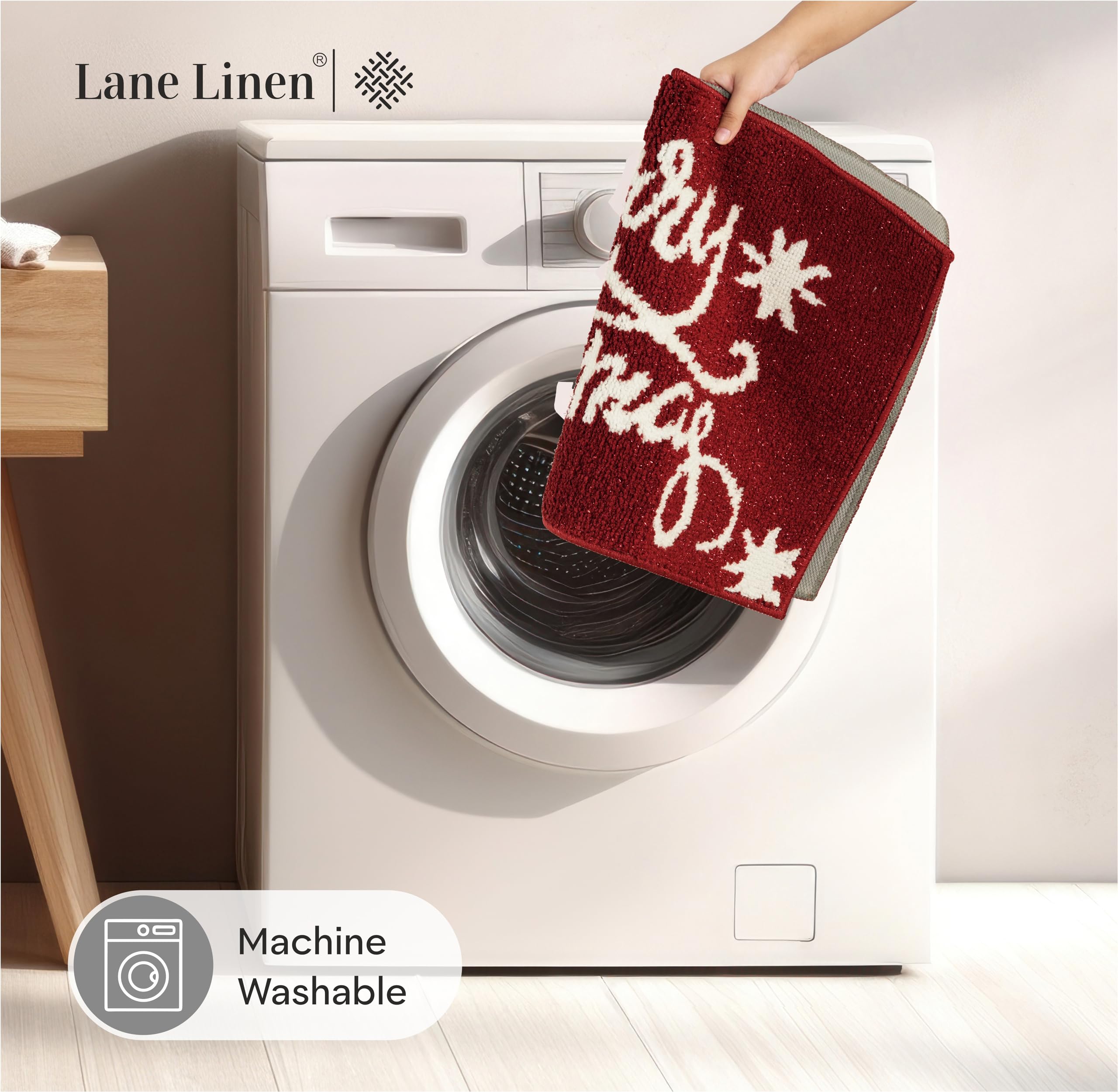 Foto 7 | Set De Alfombras De Baño Lane Linen Christmas Red Microfiber - Venta Internacional.