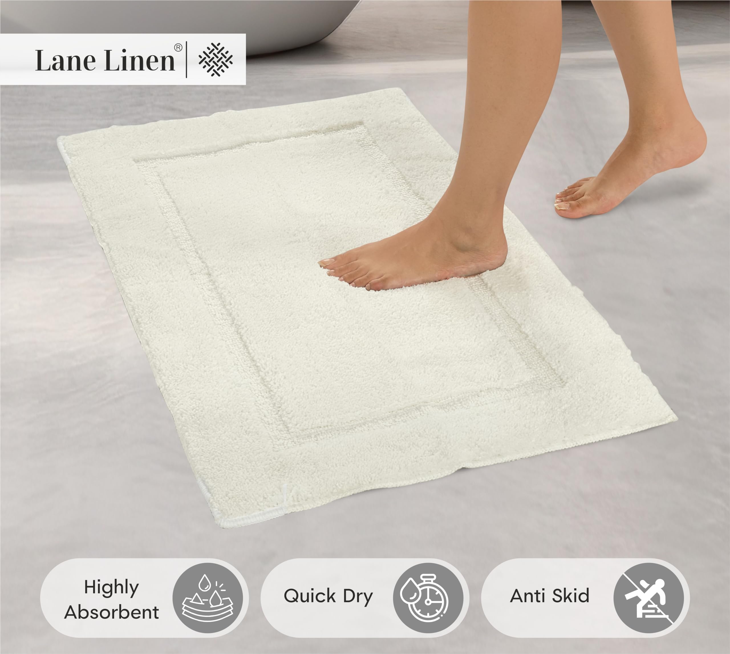 Foto 3 pulgar | Alfombra Bath Runner Lane Linen 60 x 150 cm Microfibra Absorbente Blanco - Venta Internacional